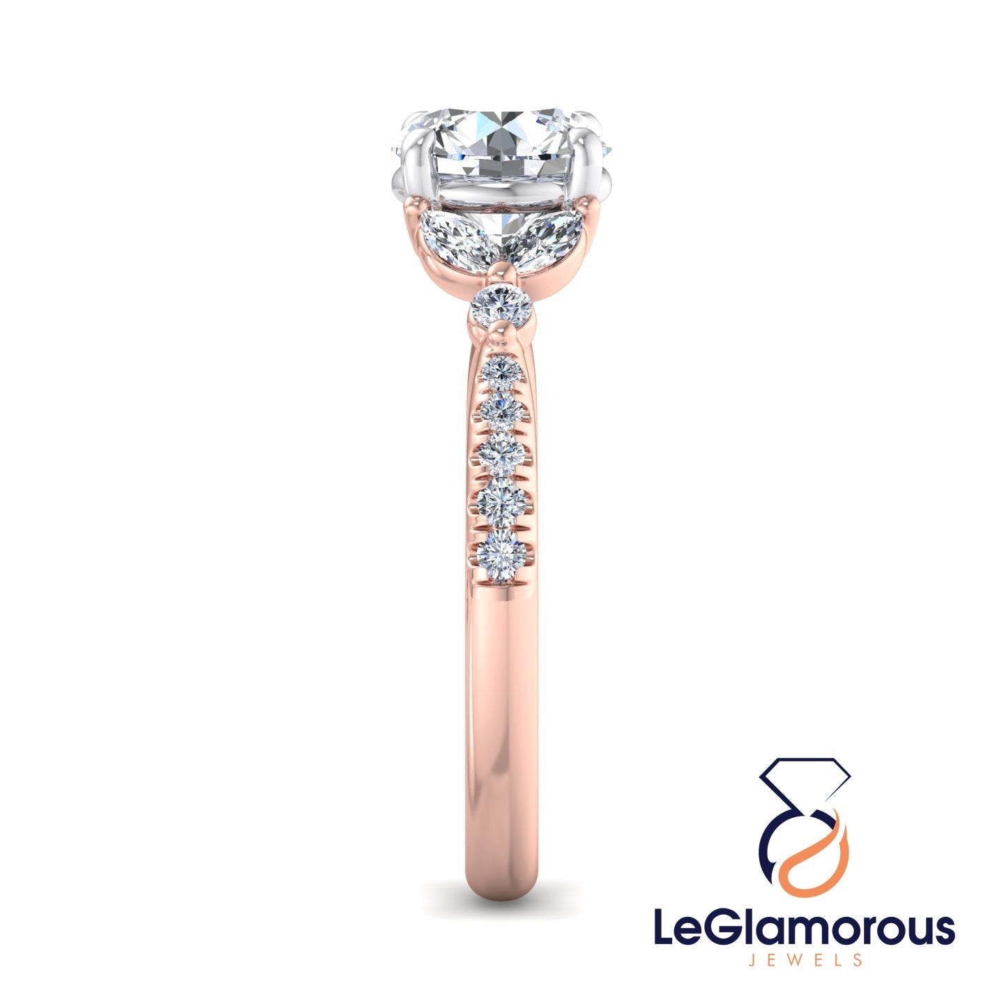 Round Cut Lab Grown Diamond Pave Setting Engagement Ring For Her
