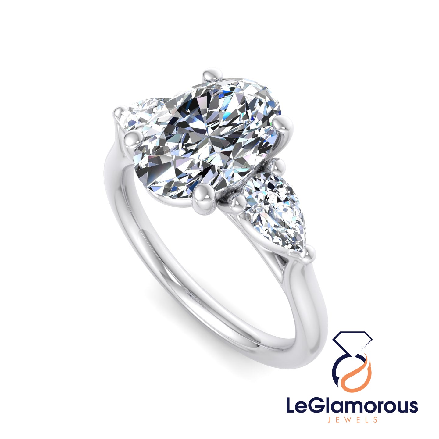 Oval Cut Three Stone Engagement Ring For Anniversary Gift