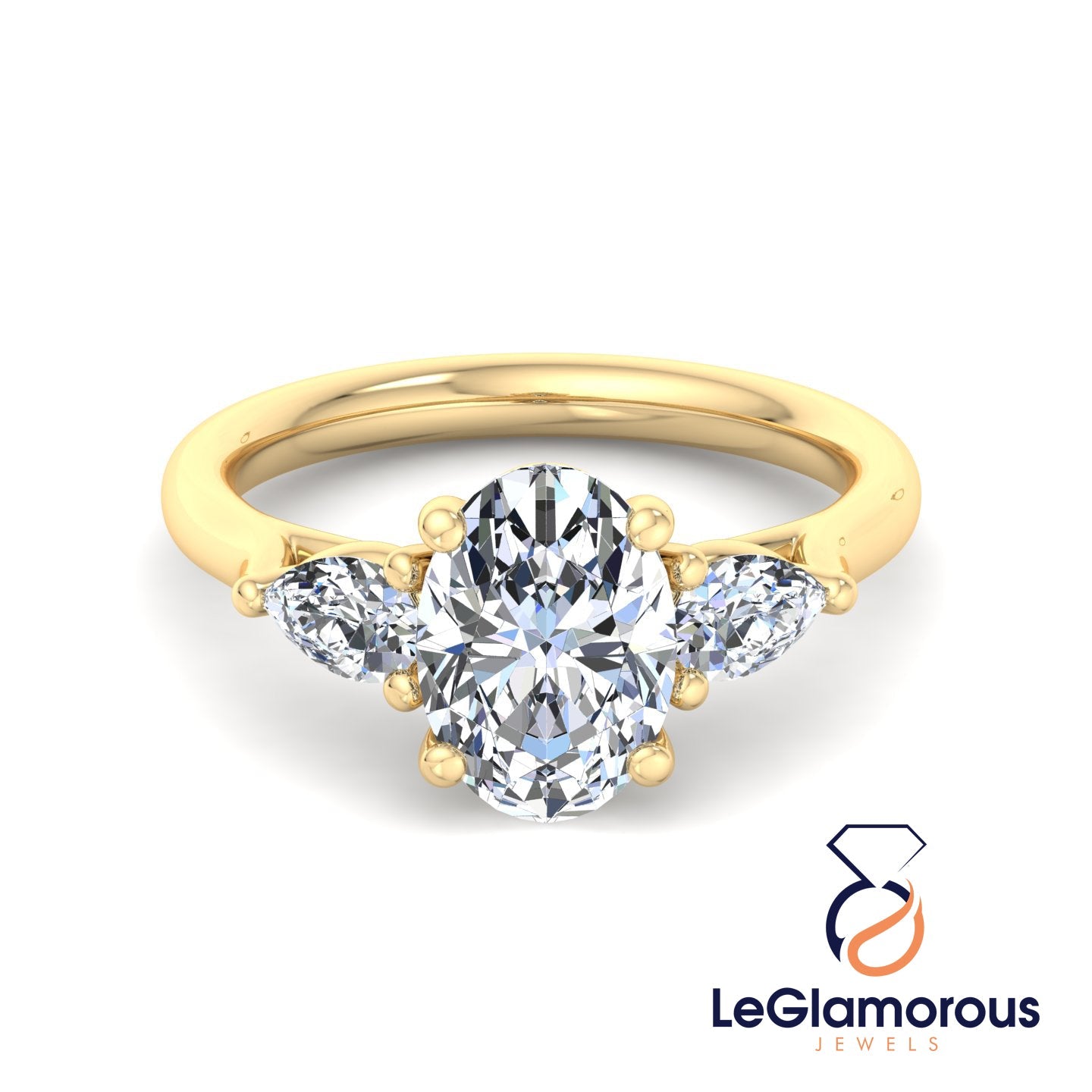 Oval Cut Three Stone Engagement Ring For Anniversary Gift