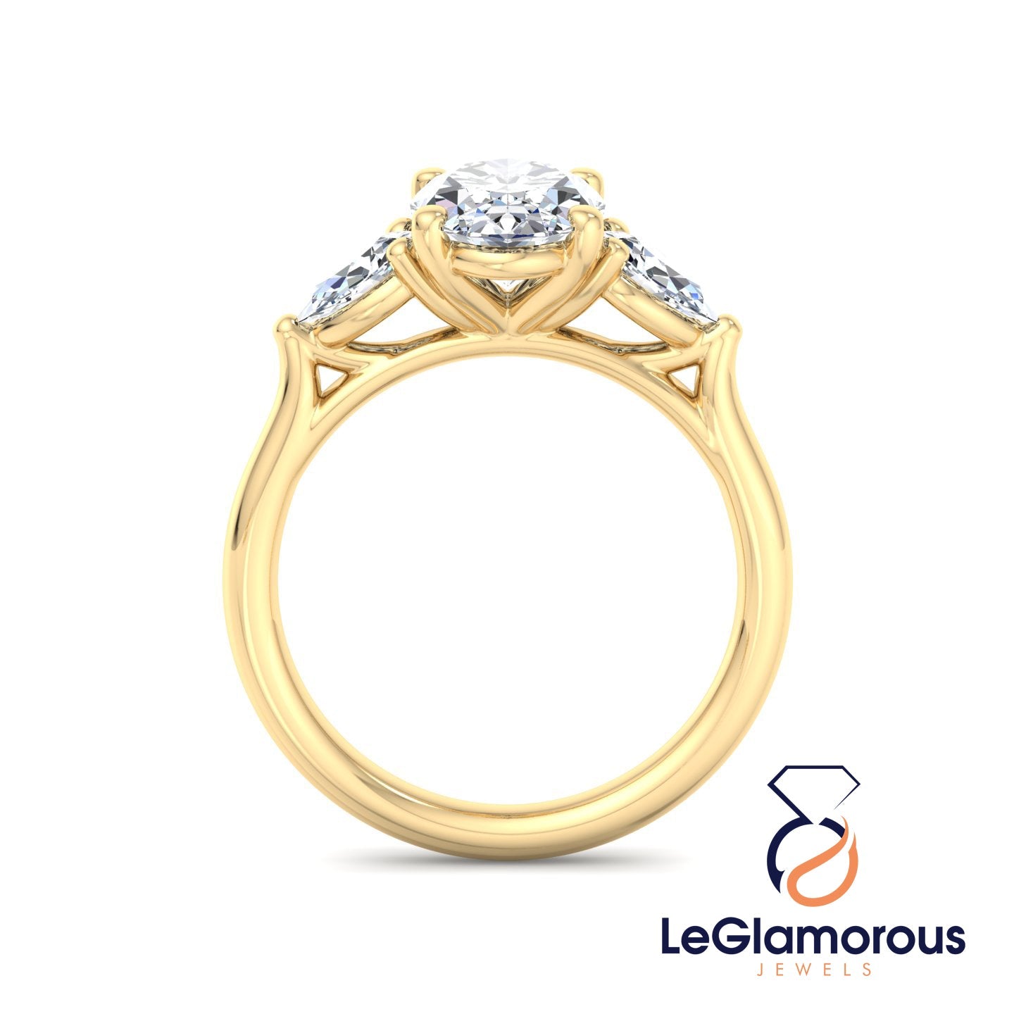 Oval Cut Three Stone Engagement Ring For Anniversary Gift