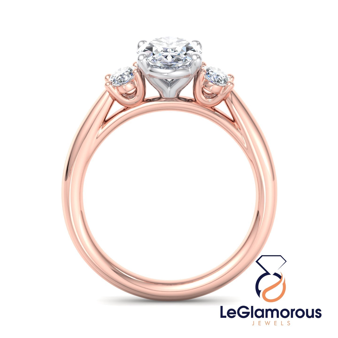 Trilogy Oval Cut Moissanite Three Stone Engagement Ring For Anniversary Gift