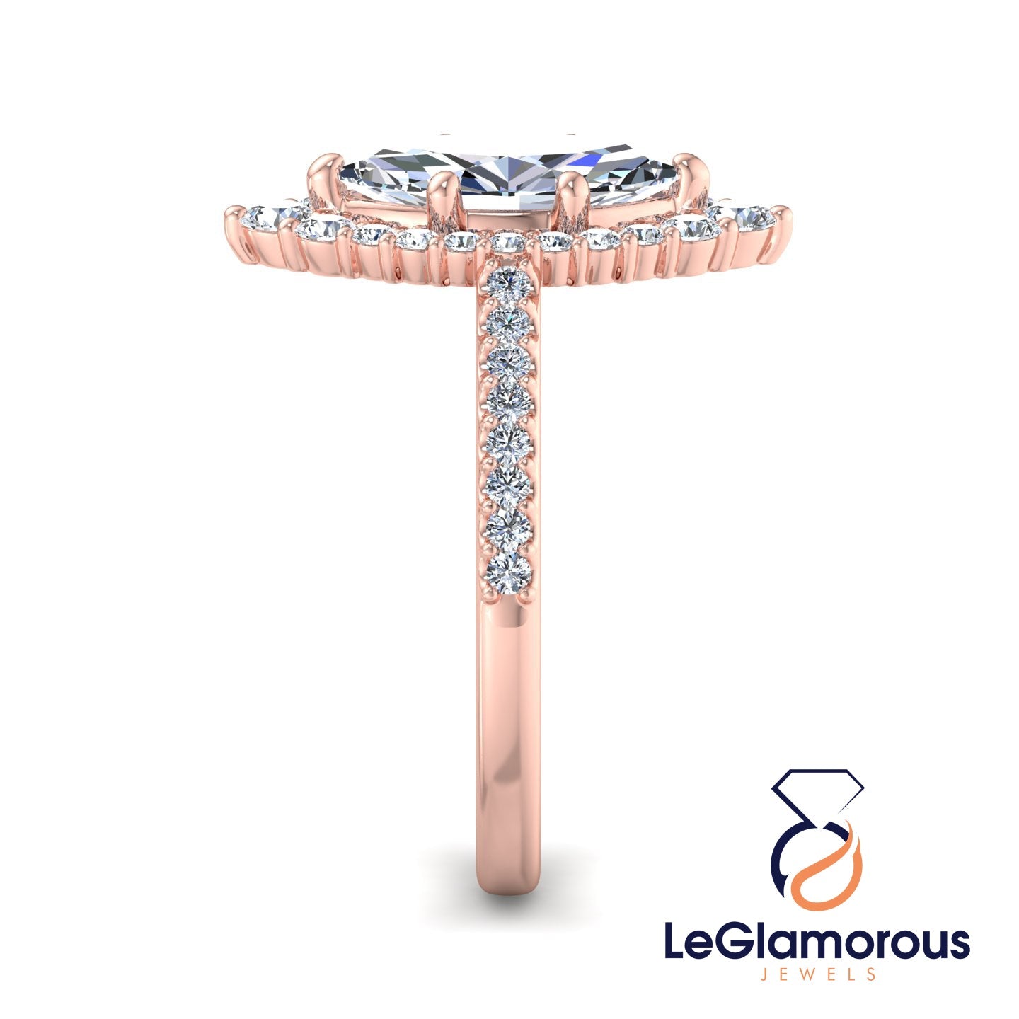 Marquise Cut Halo Lab Grown Diamond Engagement Ring For Anniversary Gift