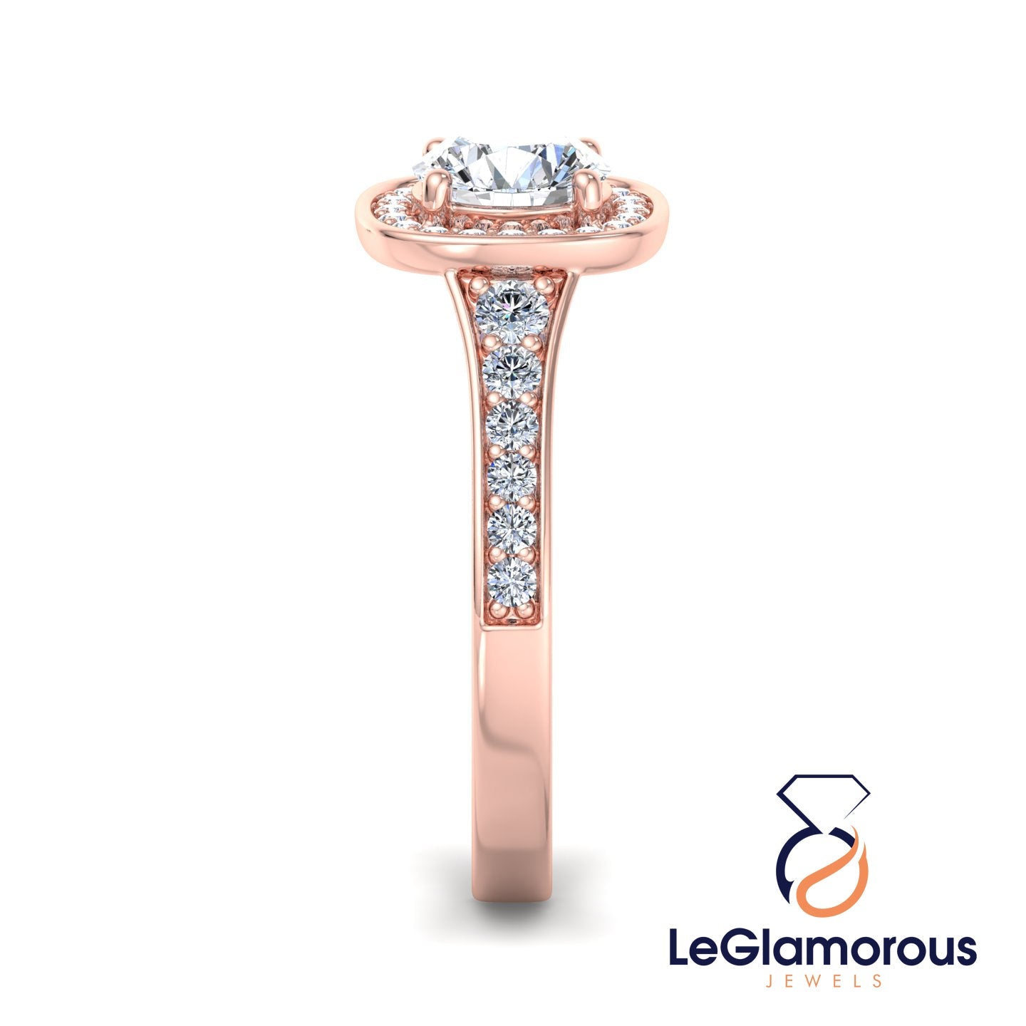 Round Cut Lab Grown Diamond Halo Engagement Ring For Anniversay
