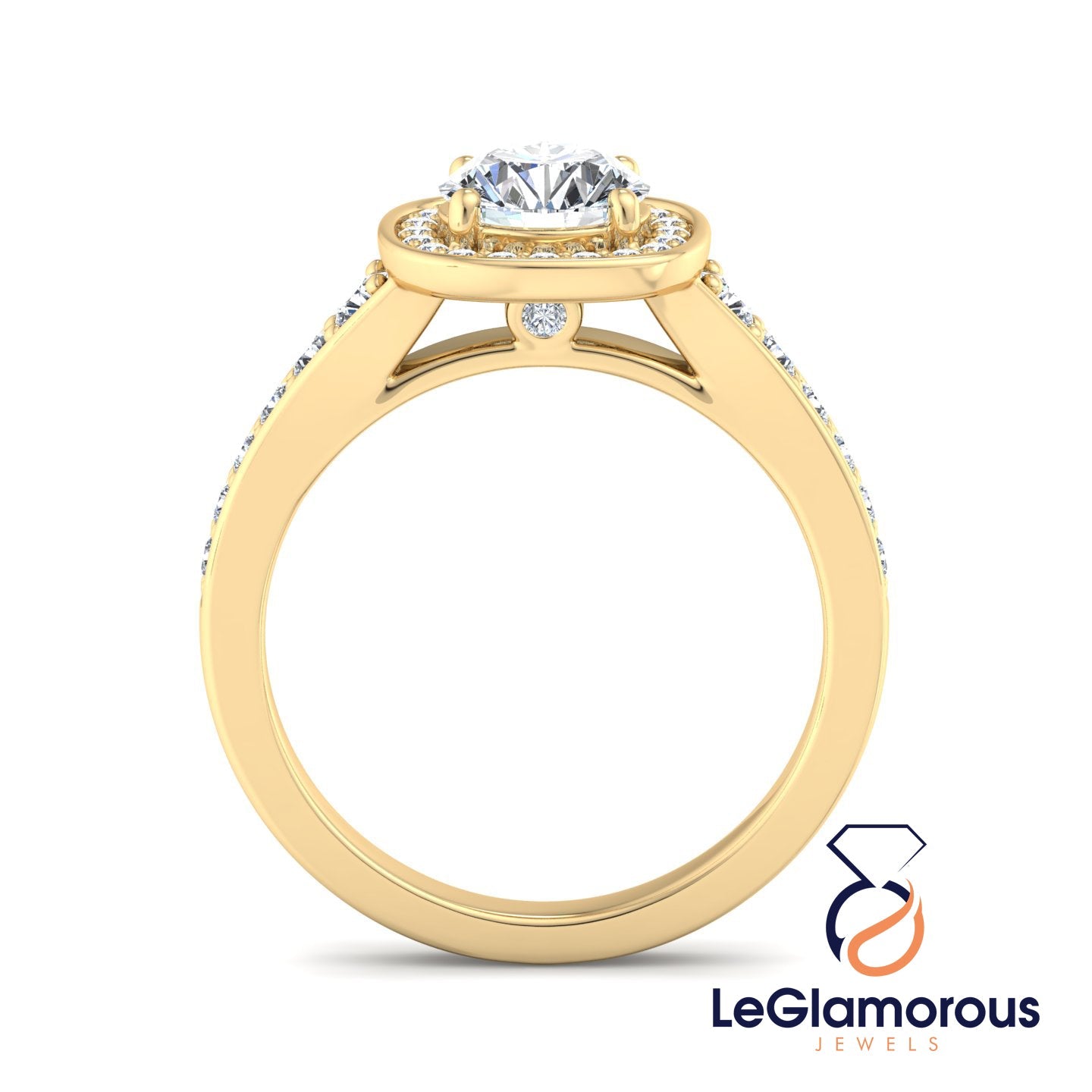 Round Cut Lab Grown Diamond Halo Engagement Ring For Anniversay