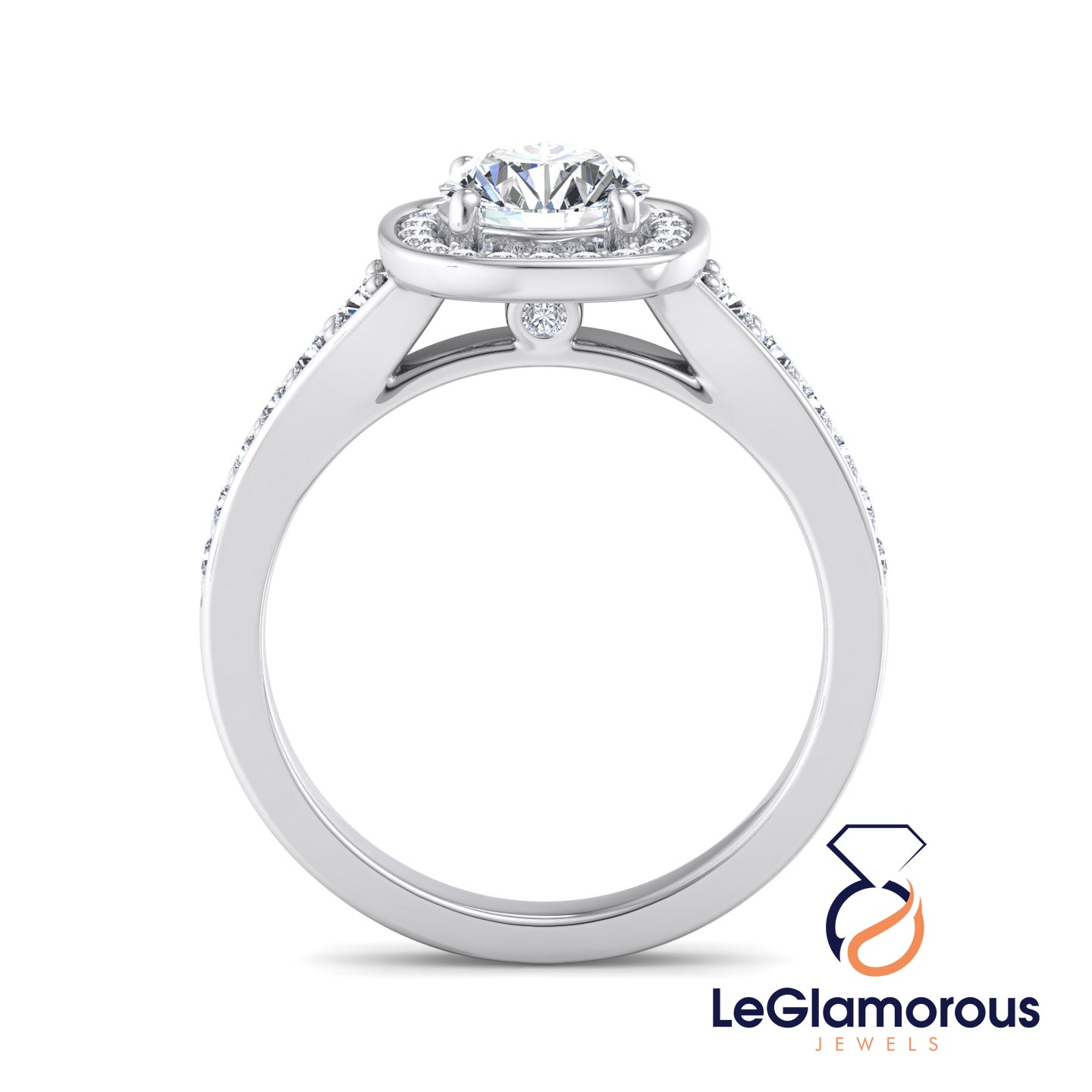 Round Cut Lab Grown Diamond Halo Engagement Ring For Anniversay