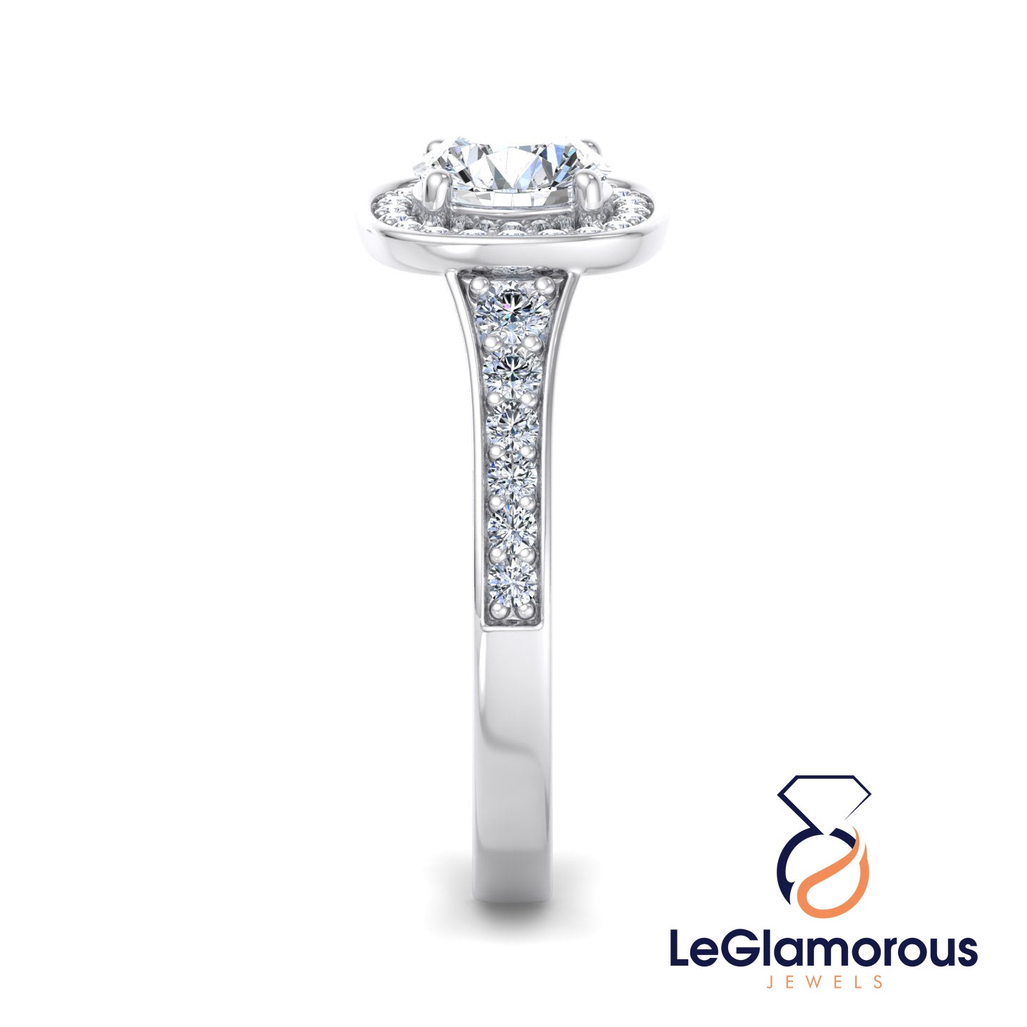 Round Cut Lab Grown Diamond Halo Engagement Ring For Anniversay