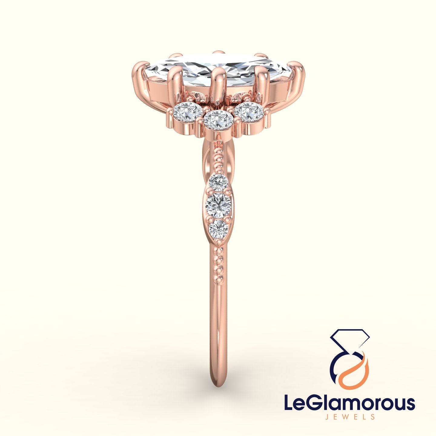 Vintage Engagement Ring, Marquise Cut Lab Grown Diamond Ring