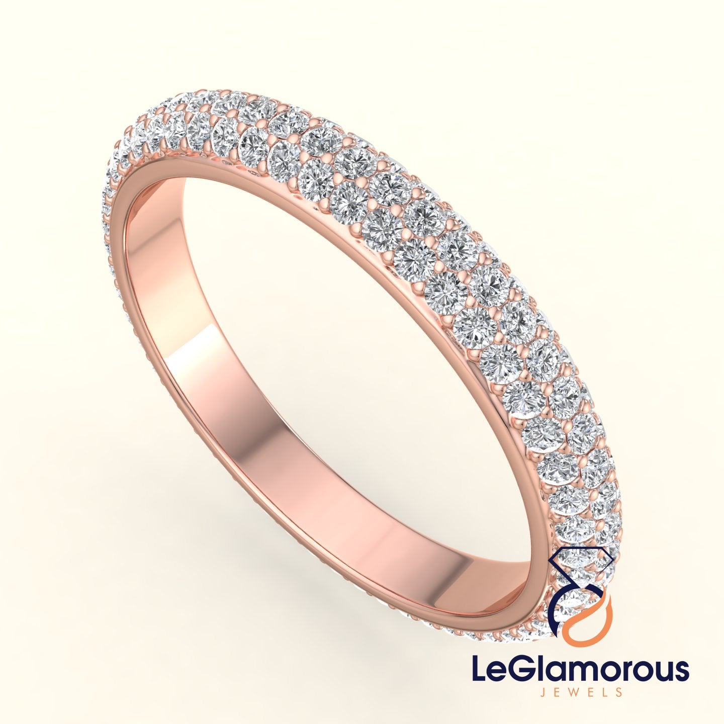 1.00 MM Round Cut Three Layer Lab Grown Full Eternity Band For Women
