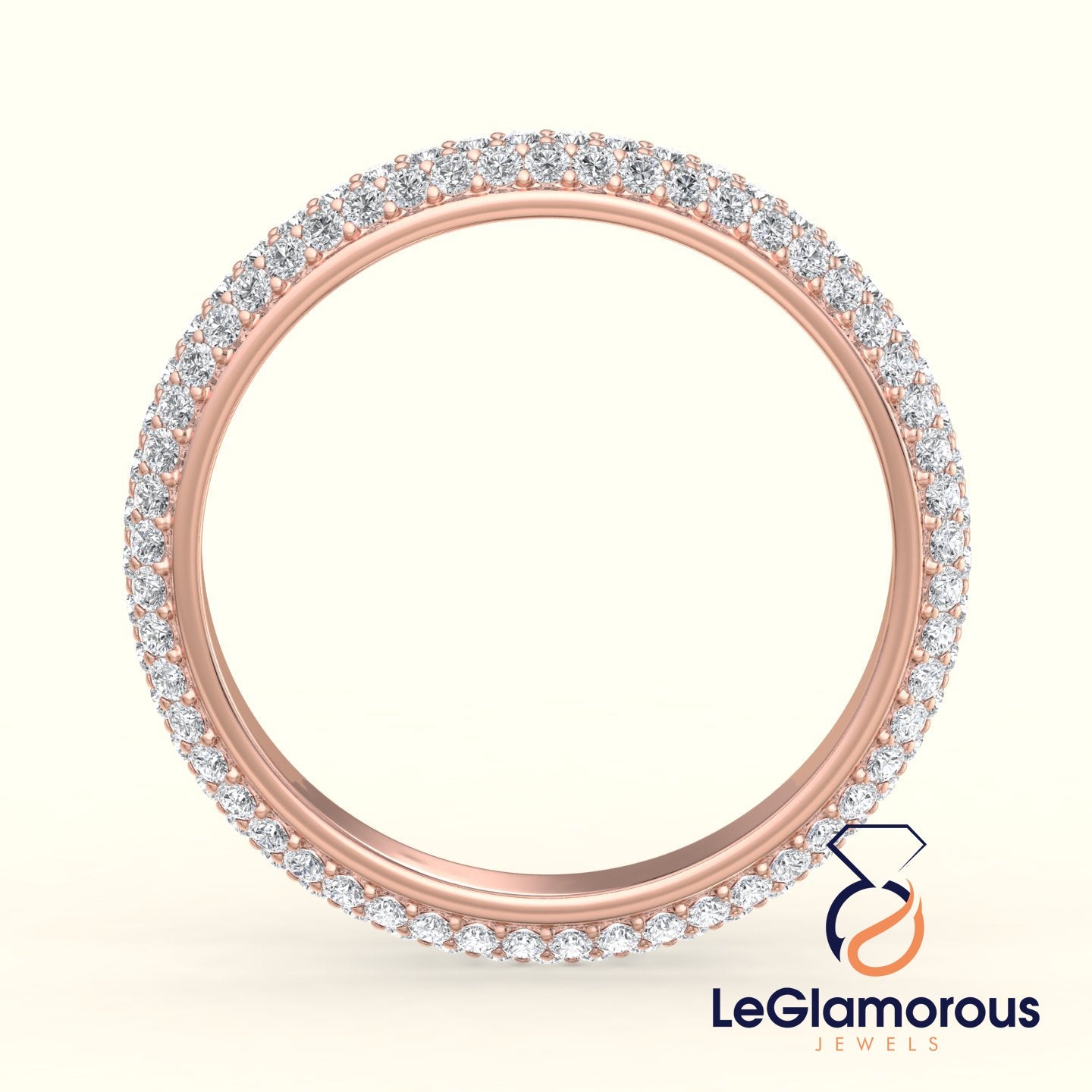 1.00 MM Round Cut Three Layer Lab Grown Full Eternity Band For Women