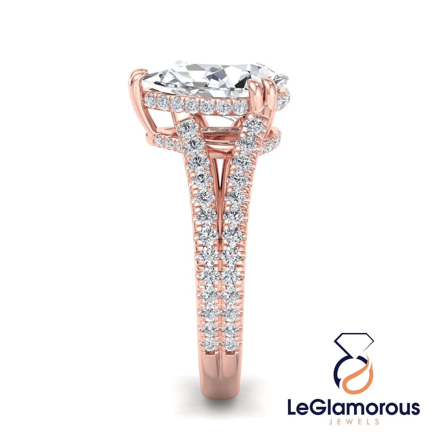 Pear Cut Hideen Halo Pave Style Lab Grown Diamond Engagement Ring For Wedding Gift