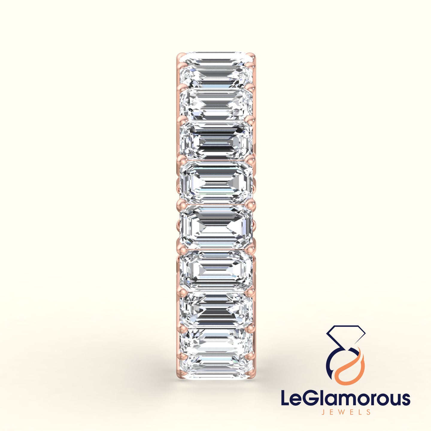 5*3 MM Emerald Cut Lab Grown Diamond Full Eternity Band For Christmas Gift