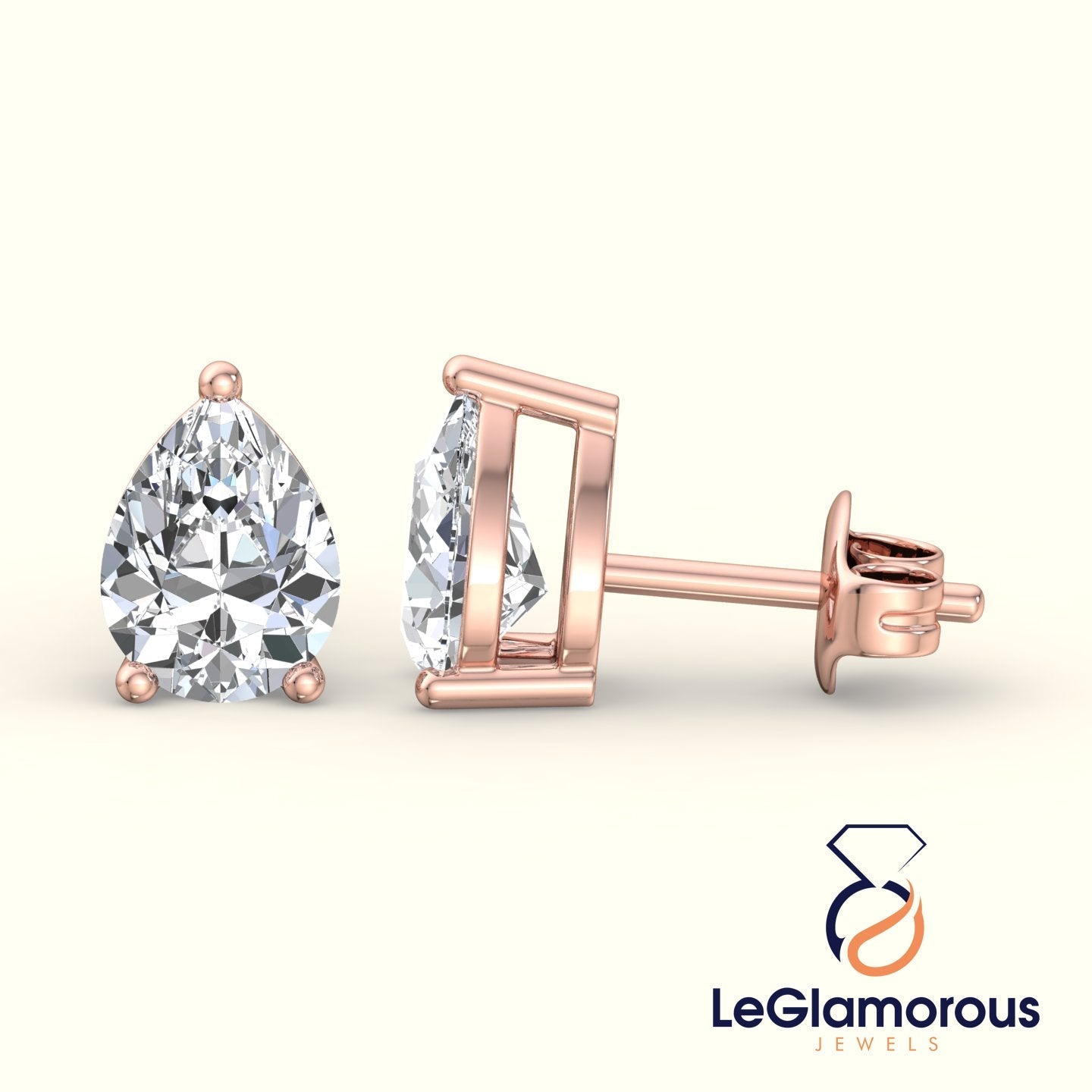 Pear Cut Moissanite Diamond Stud Earrings, Colorless Wedding Earrings