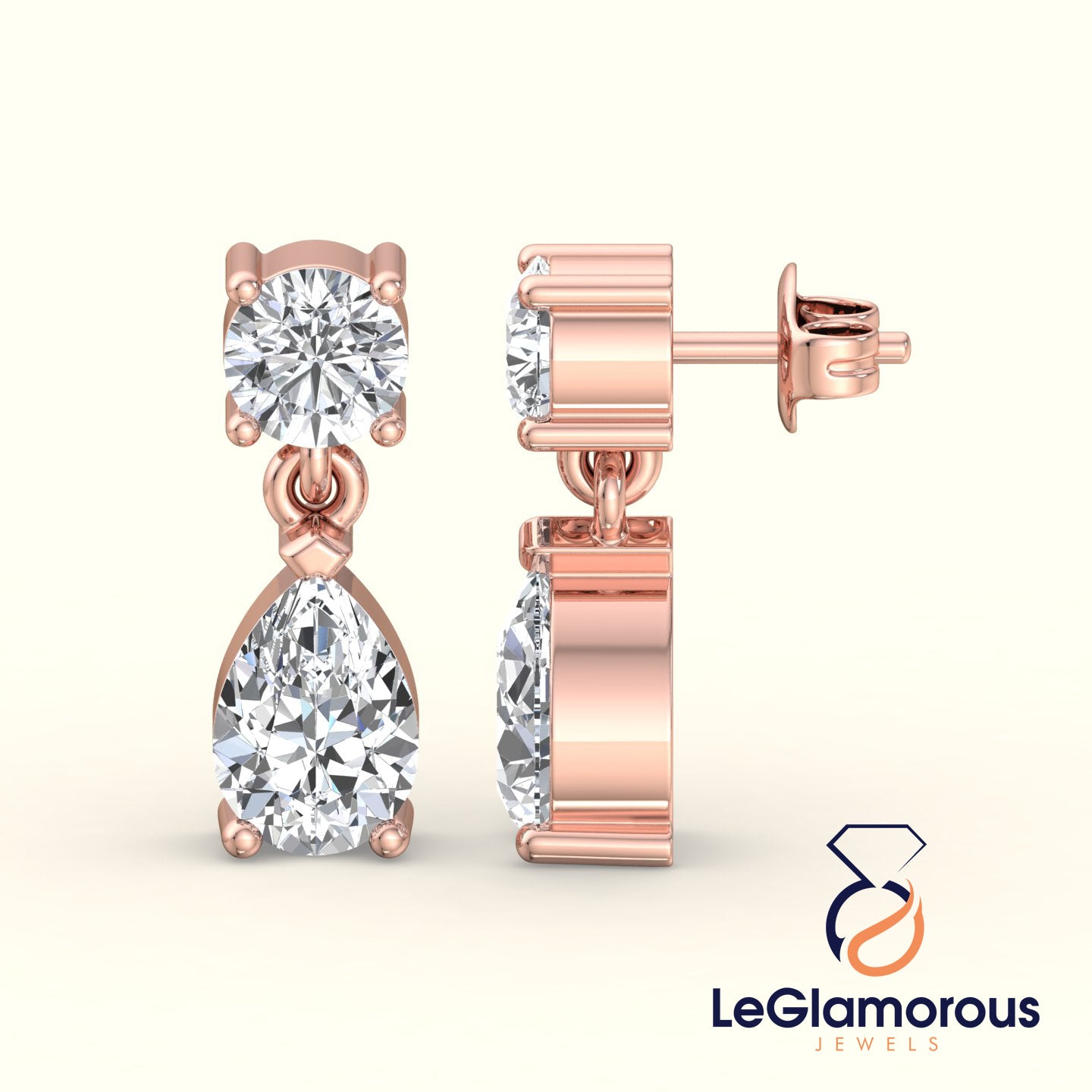 2.00 TCW Pear and Round Cut Moissanite Diamond Earrings, Dangle Drop Earrings, Moissanite Diamond Wedding Earrings