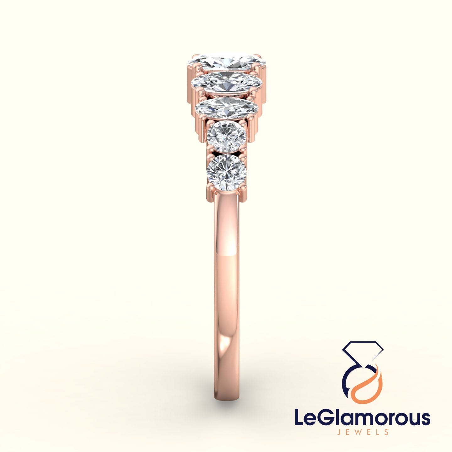1.50 TCW Oval & Round Lab Grown Diamond Half Eternity Band For Anniversary Ring Gift