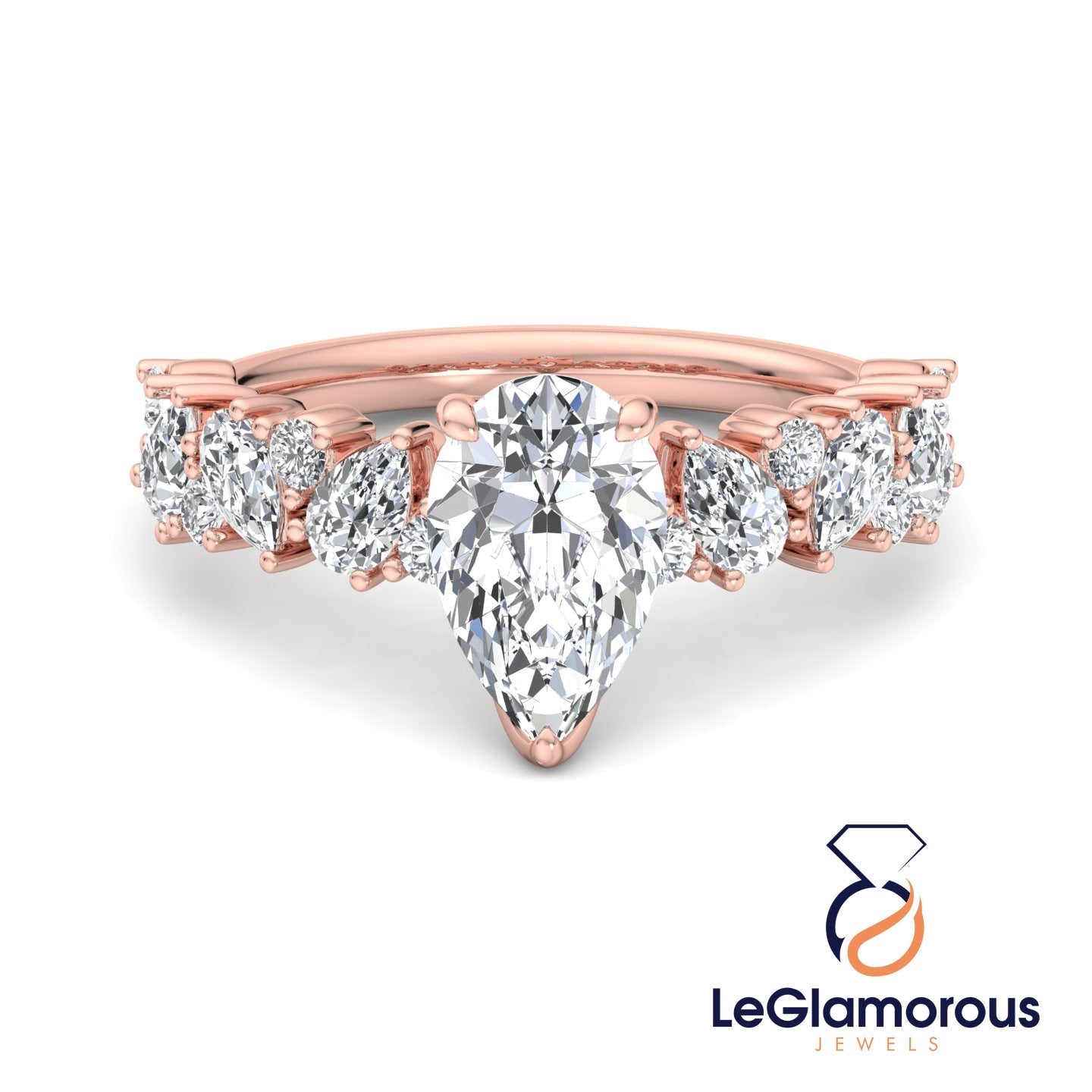 Pear Cut Pave Style Moissanite Diamond Engagement Ring For Wedding Gift