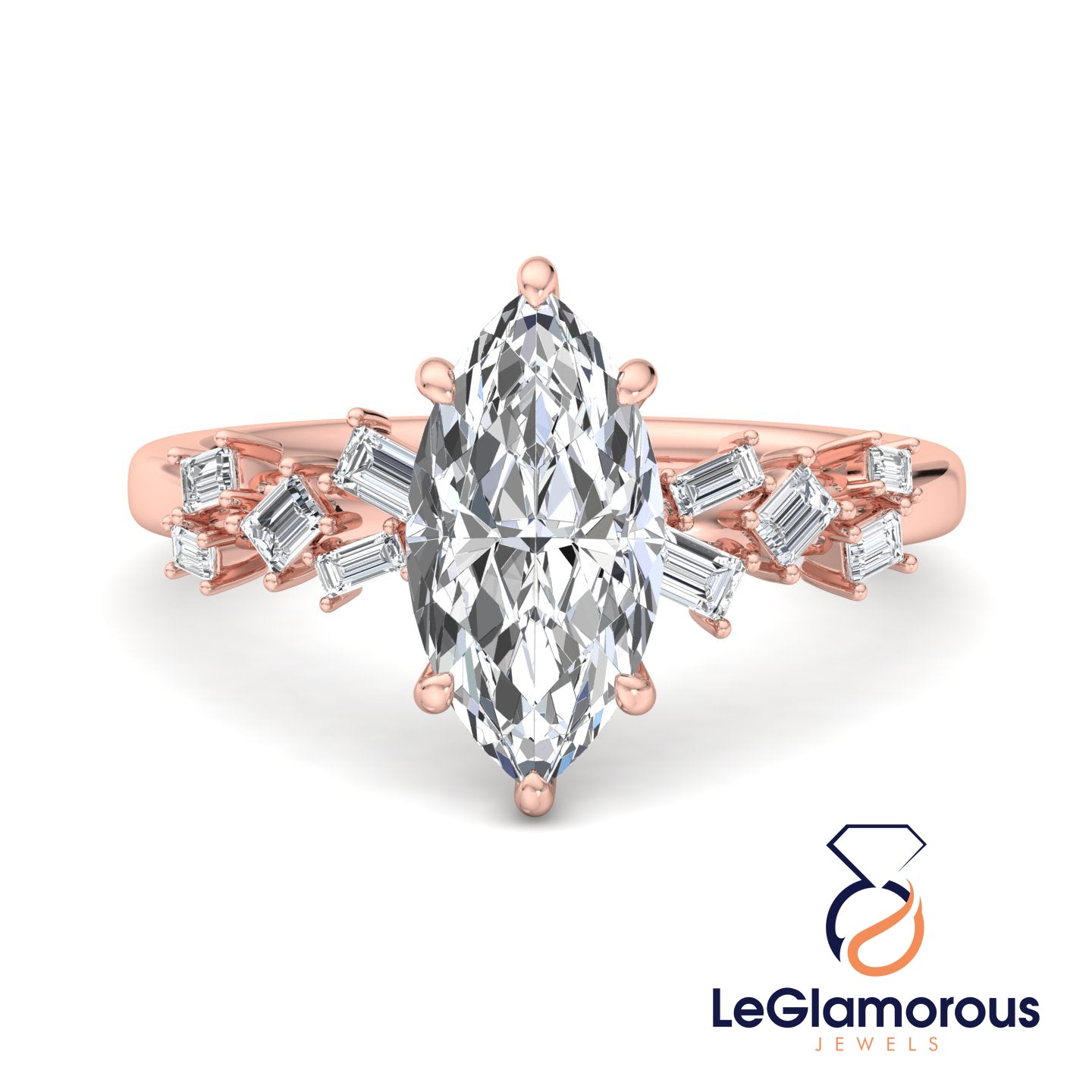 Marquise Cut Hideen Halo Pave Style Lab Grown Diamond Engagement Ring For Wedding Gift