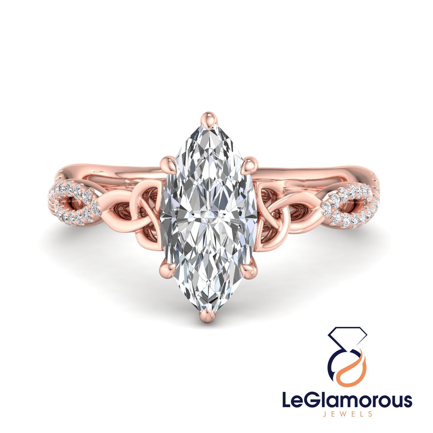 Hidden Halo Marquise Cut Pave Style Moissanite Diamond Engagement Ring For Wedding Gift