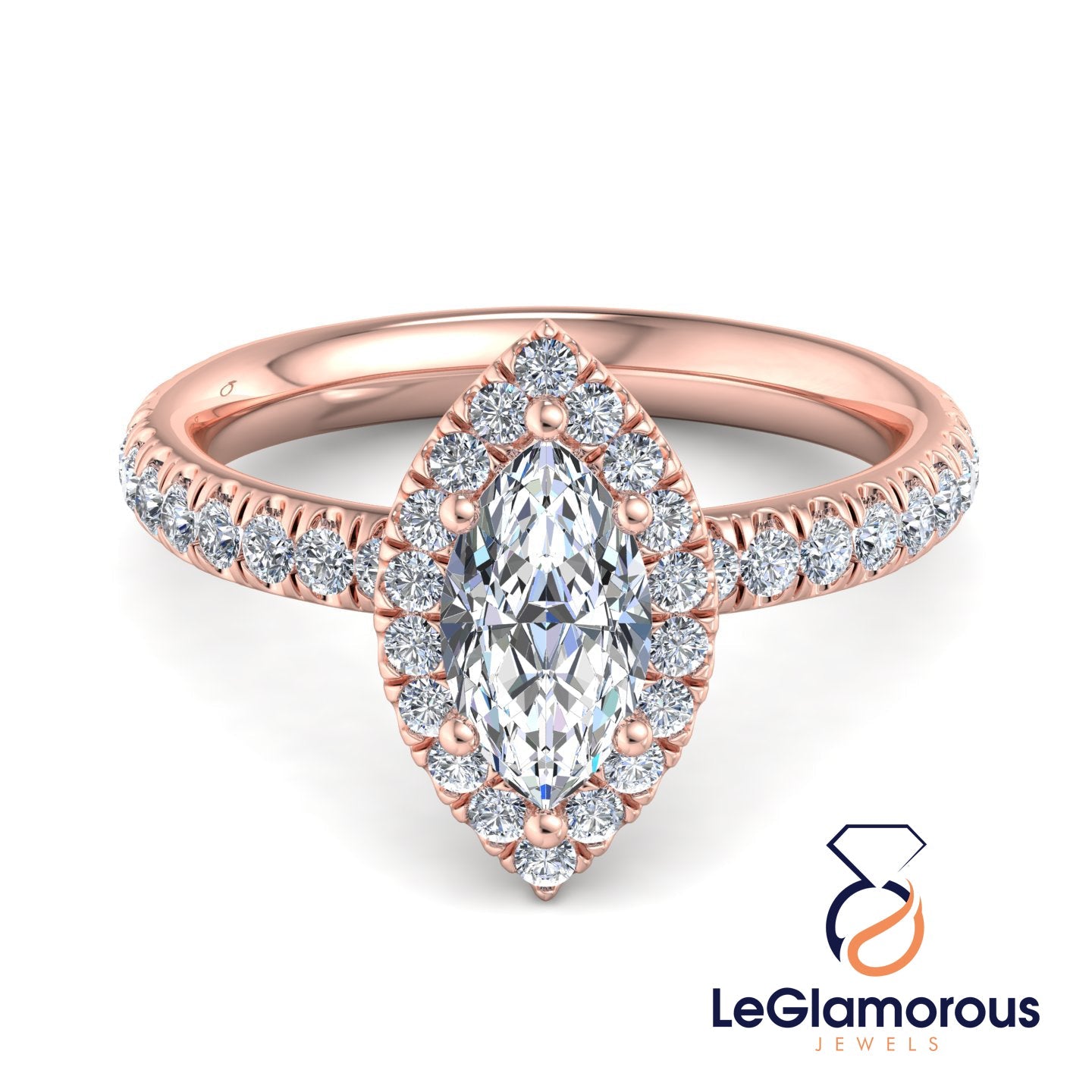 Marquise Lab Grown Diamond Halo Engagement Ring For Anniversary Gift