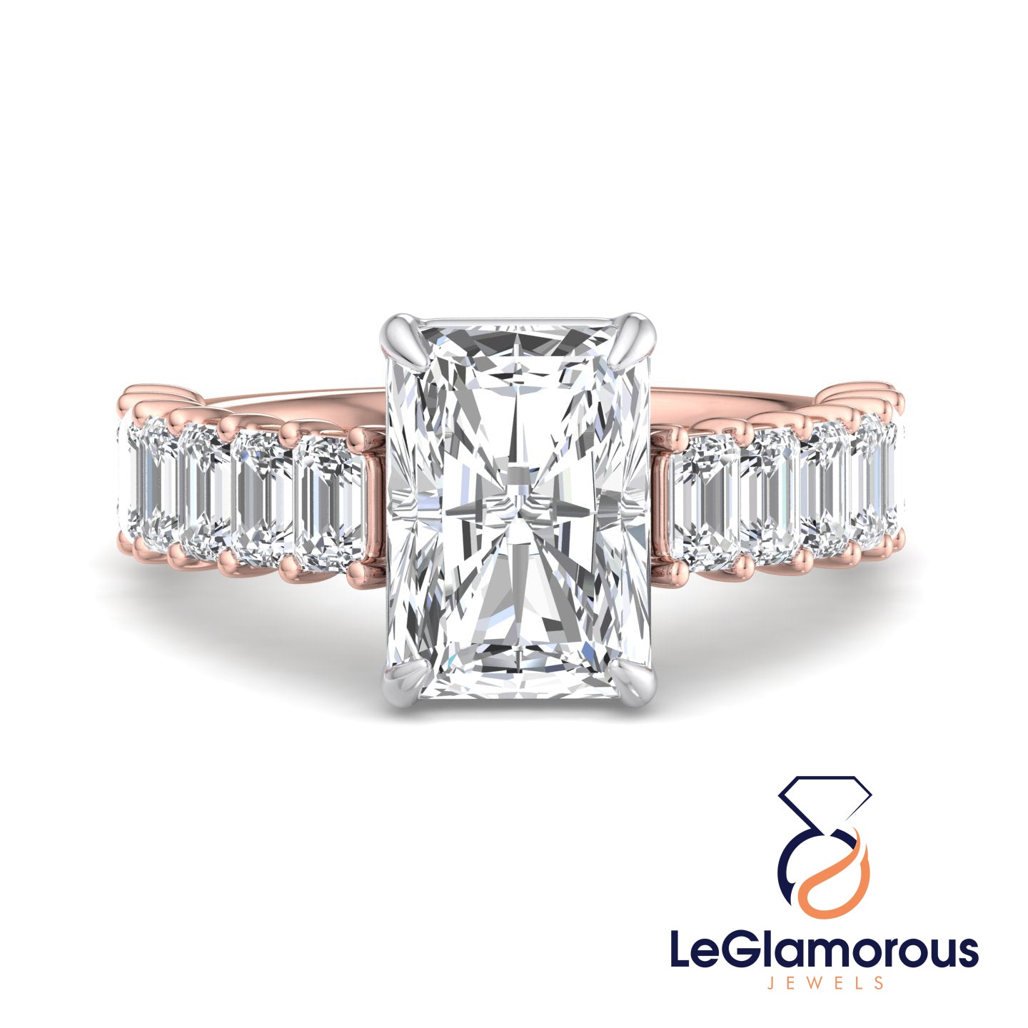 Radiant Cut Lab Grown Diamond Pave Setting Engagement Ring For Wedding Gift