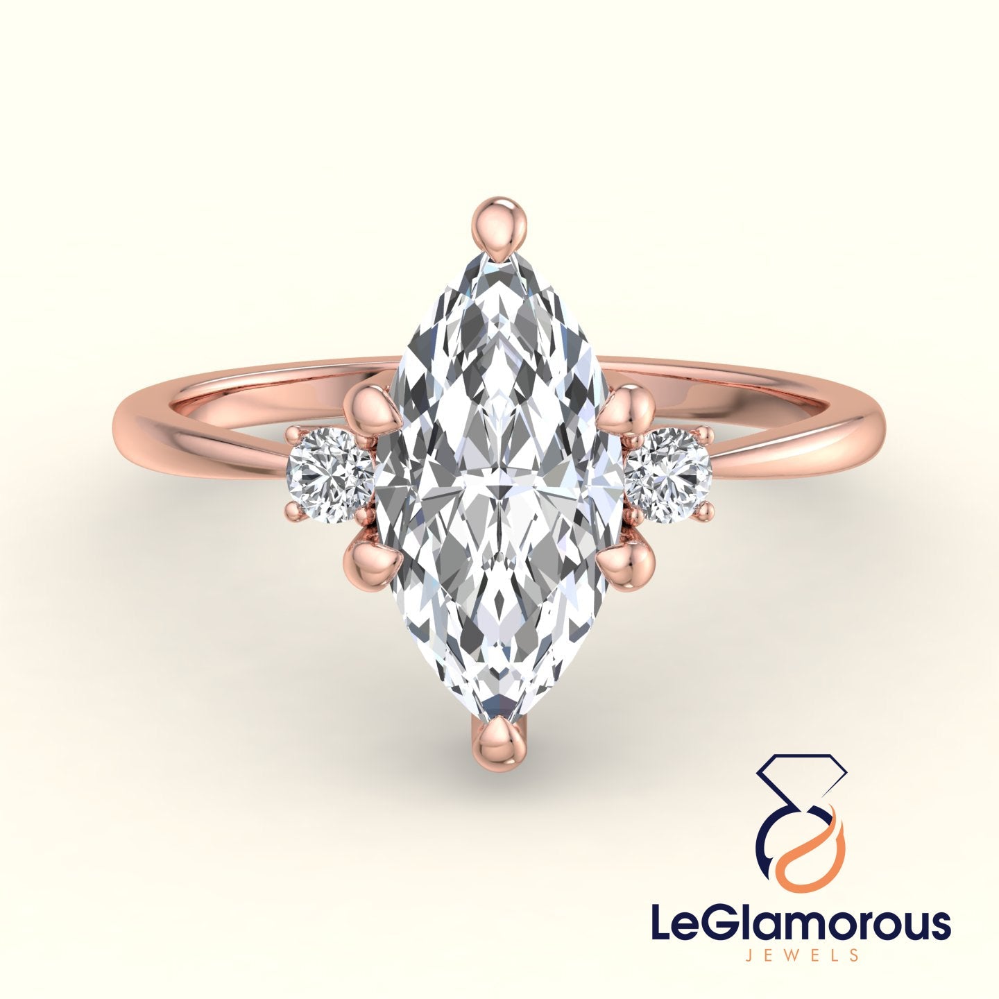 Marquise Cut Three Stone Engagement Ring For Anniversary Gift