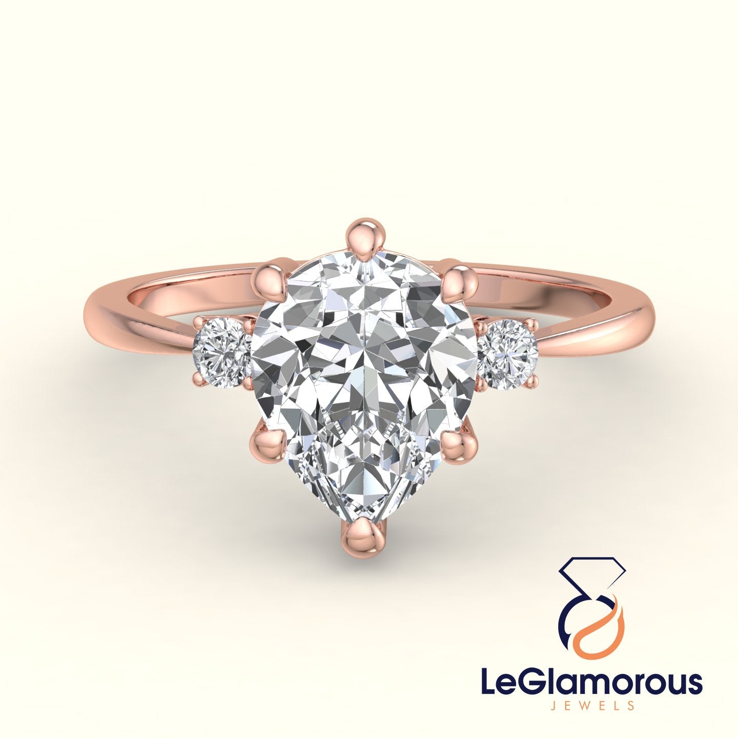 Pear Cut Three Stone Engagement Ring For Wedding Gift