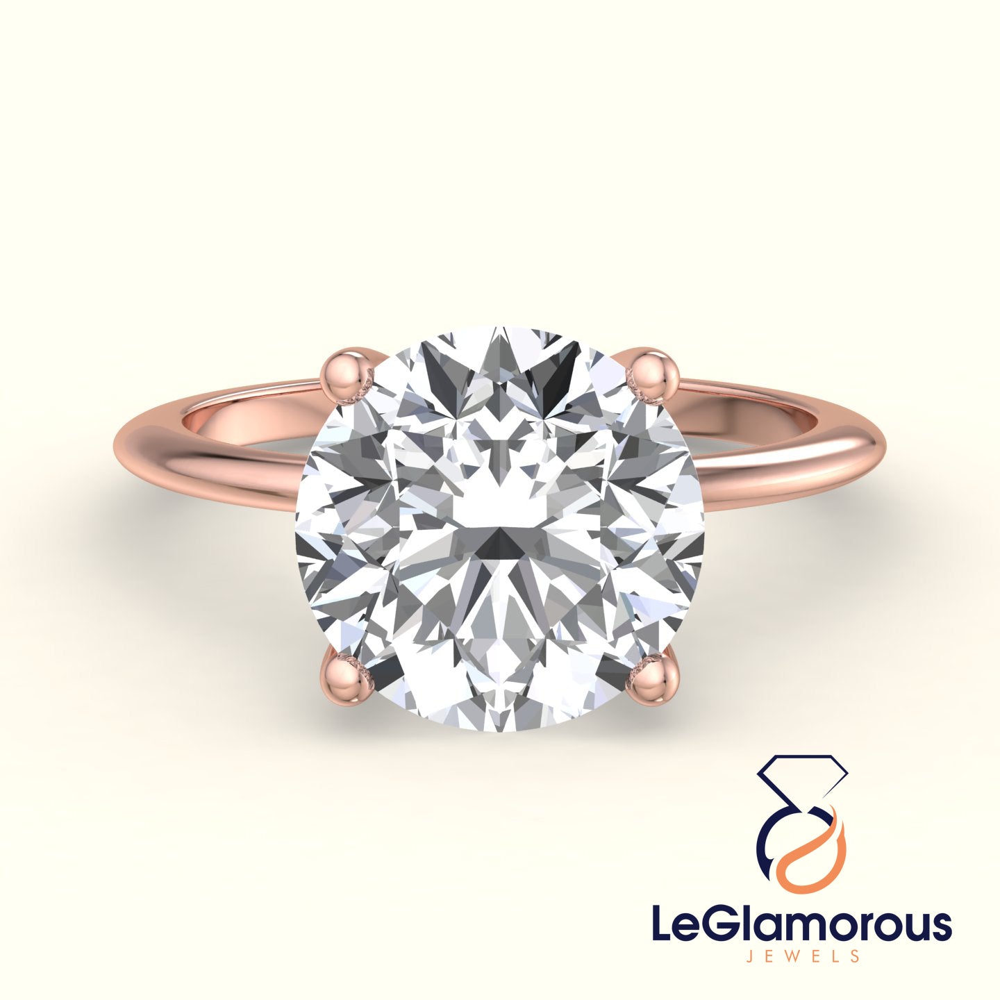 Round Solitaire Lab Grown Diamond Engagement Ring For Wedding Gift