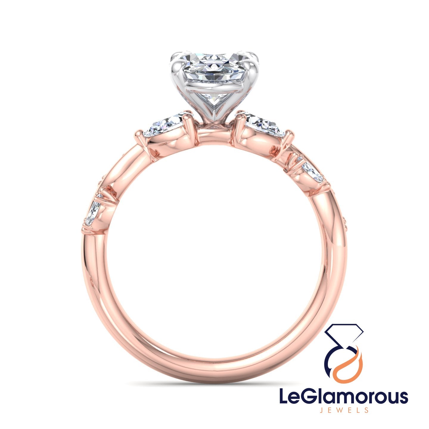 Oval Cut Lab Grown Diamond Pave Setting Engagement Ring For Anniversary Gift