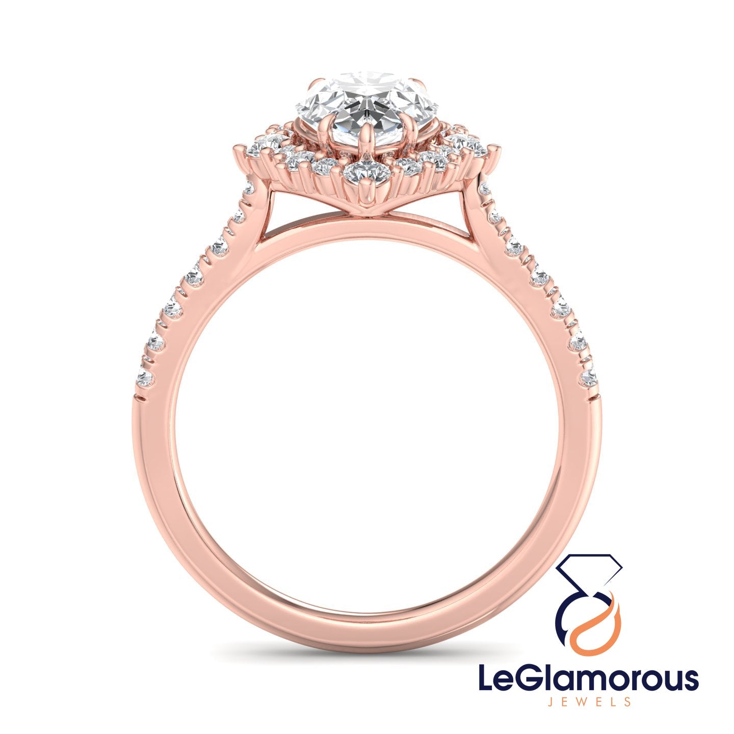 Pear Cut Lab Grown Diamond Halo Engagement Ring For Christmas Gift