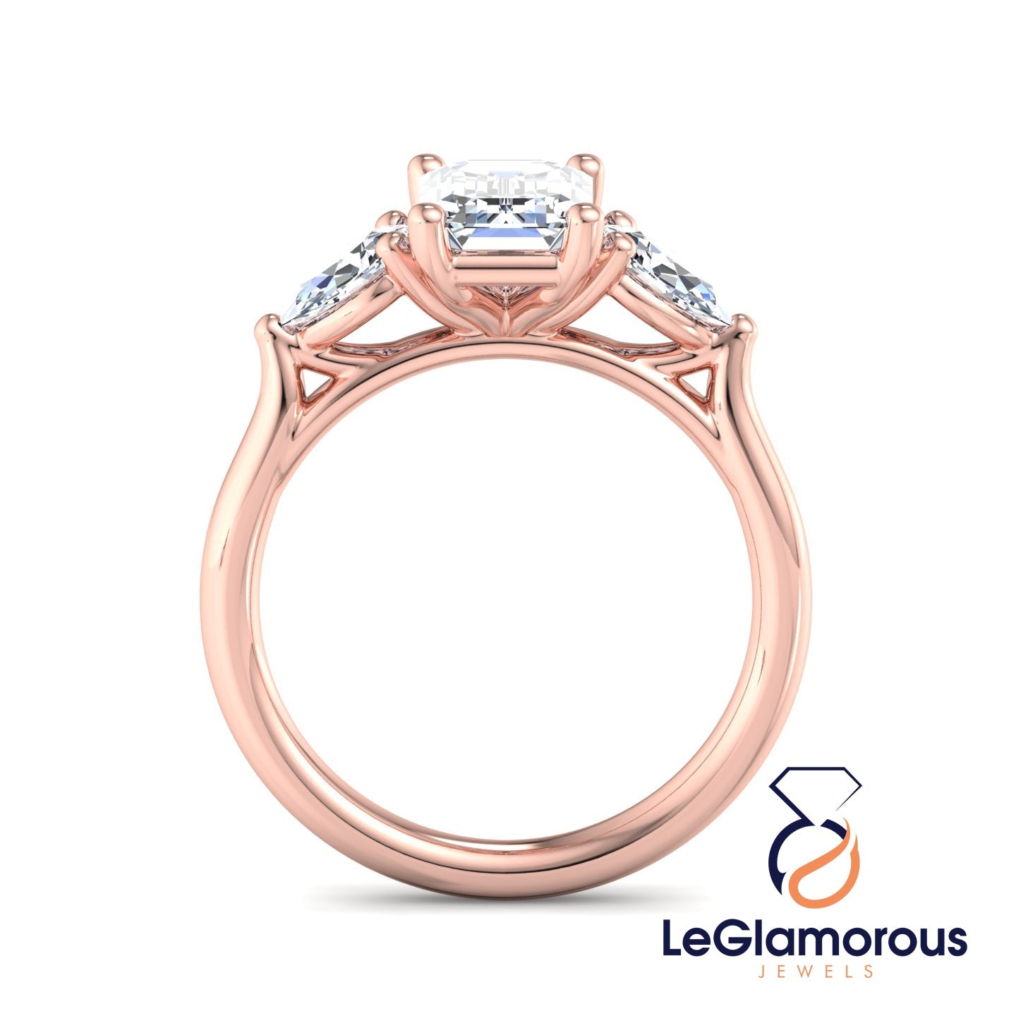 Emerald Cut Three Stone Engagement Ring For Wedding