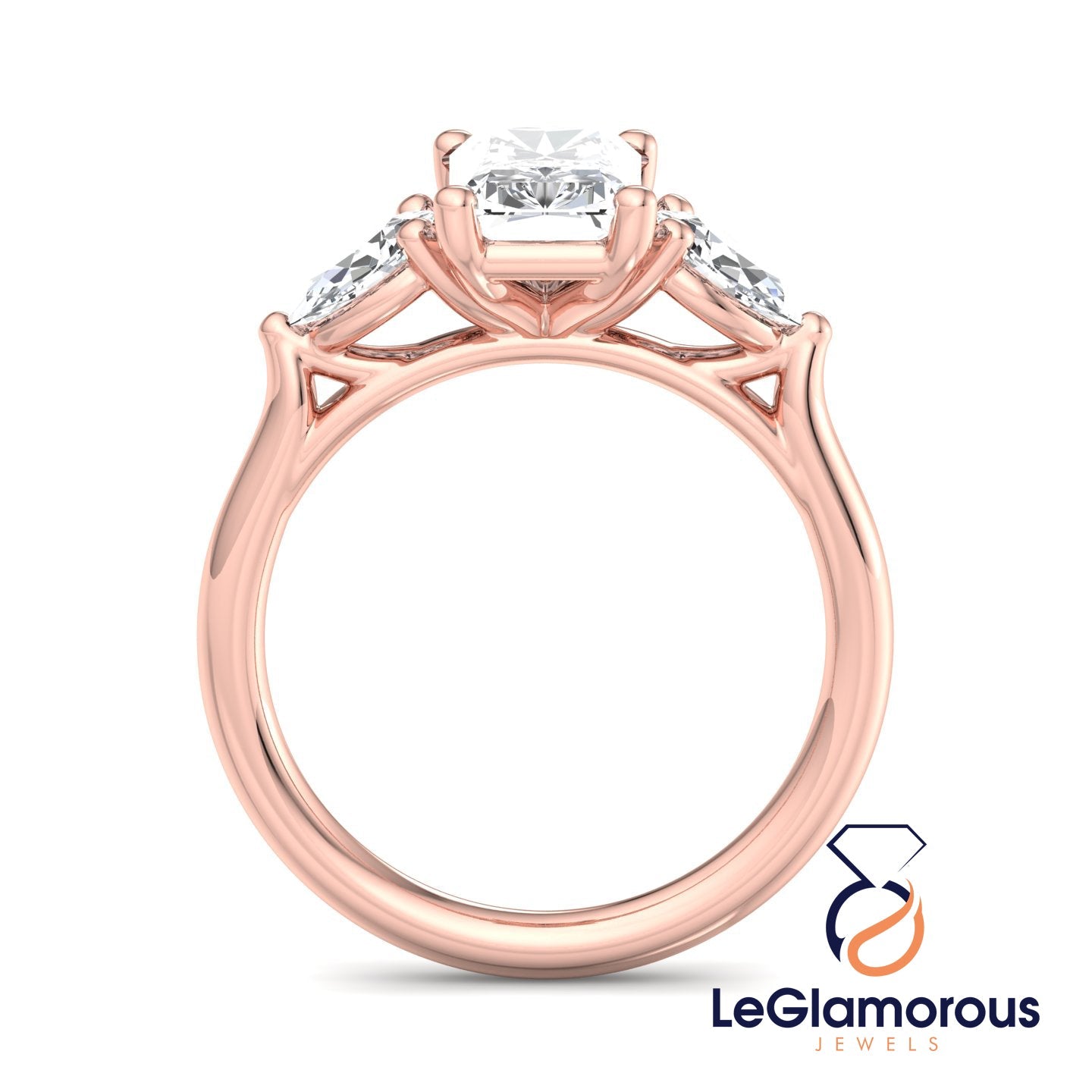Radiant Cut Three Stone Engagement Ring For Wedding Gift For Her