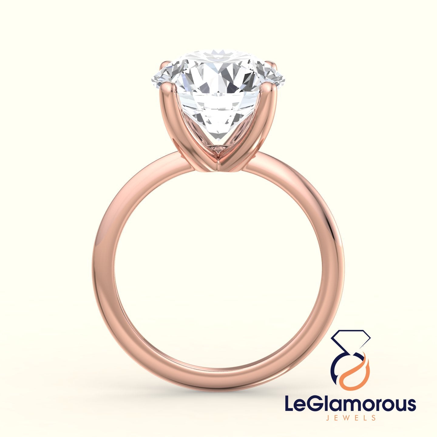 Round Solitaire Lab Grown Diamond Engagement Ring For Wedding Gift