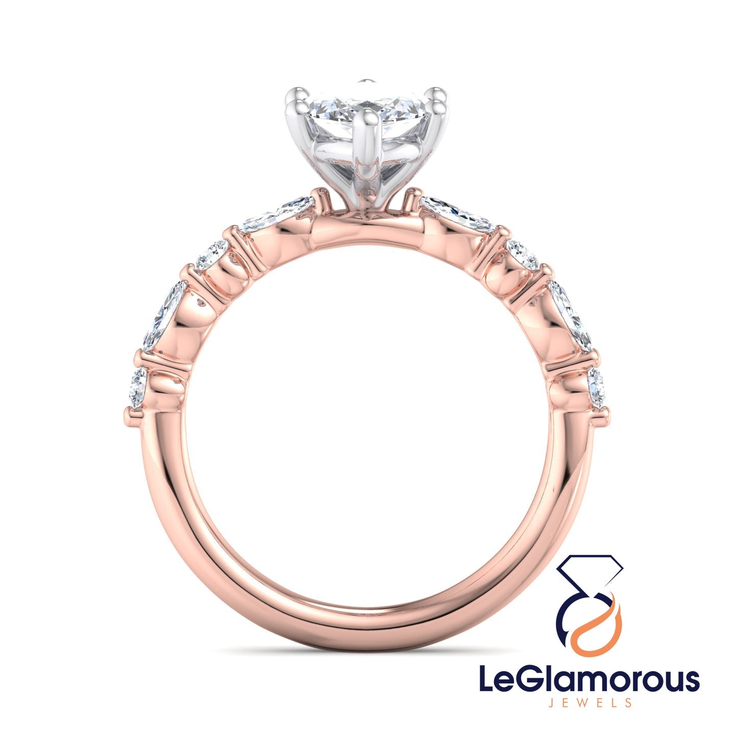 Marquise Cut Lab Grown Diamond Pave Setting Engagement Ring For Her
