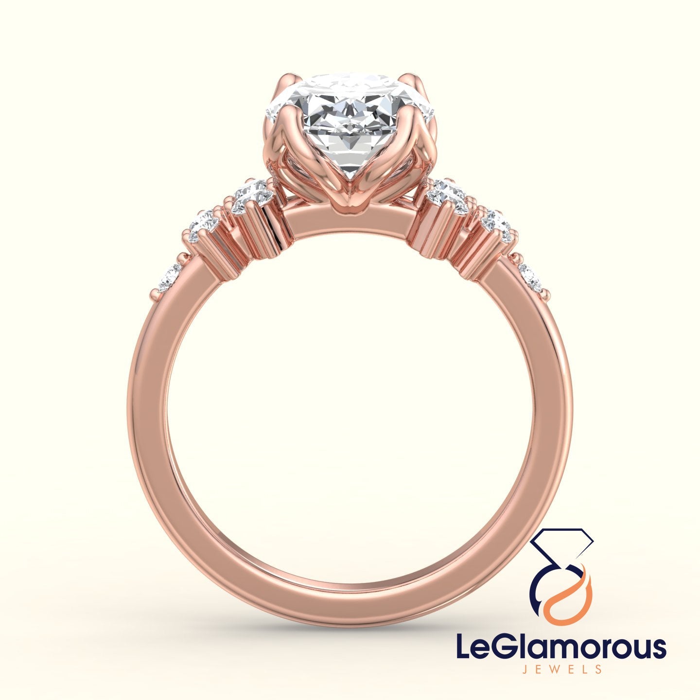 Oval Shaped Lab Grown Diamond Ring, IGI Certified Oval Cluster Engagement Ring