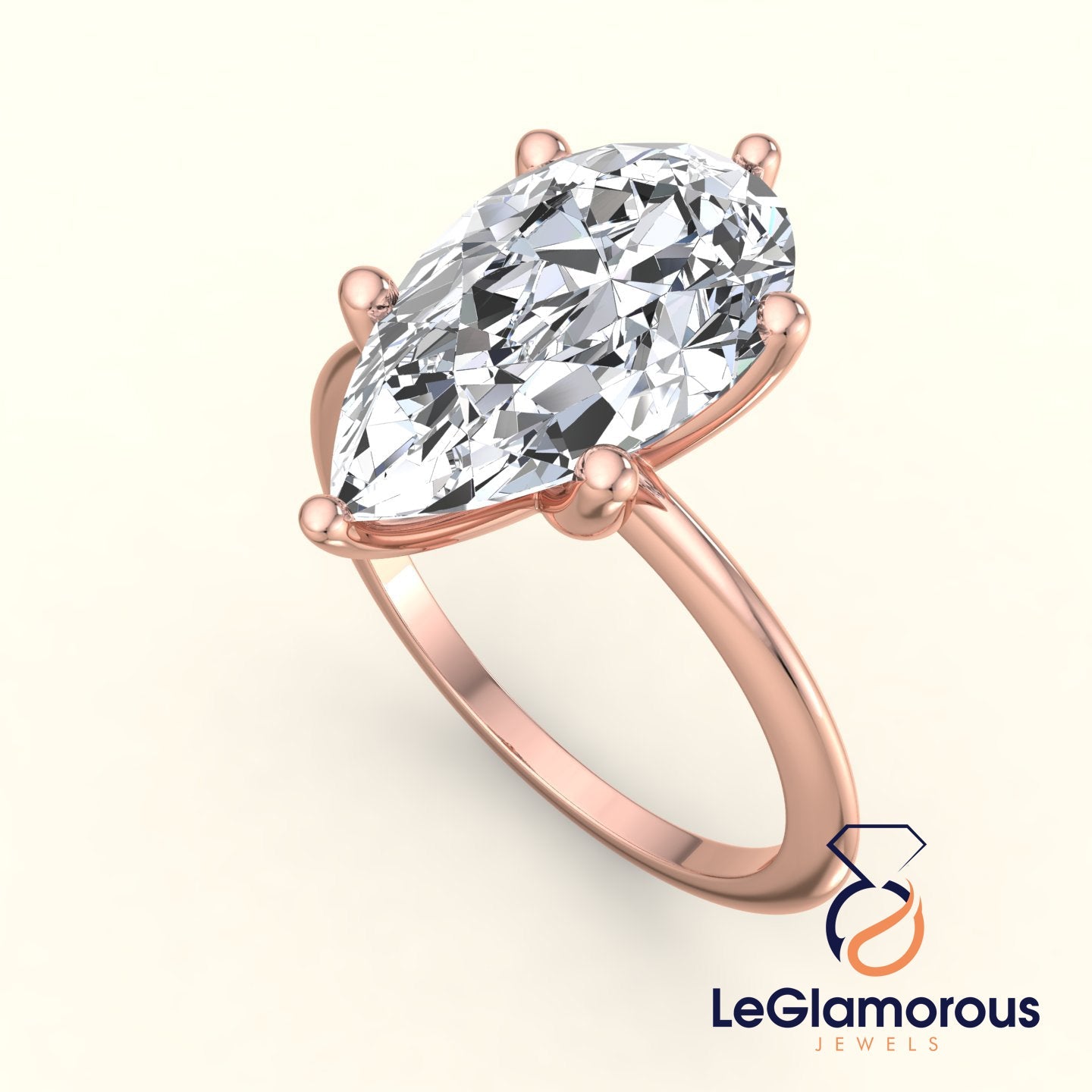Pear Solitaire Lab Grown Diamond Engagement Ring For Wedding Gift