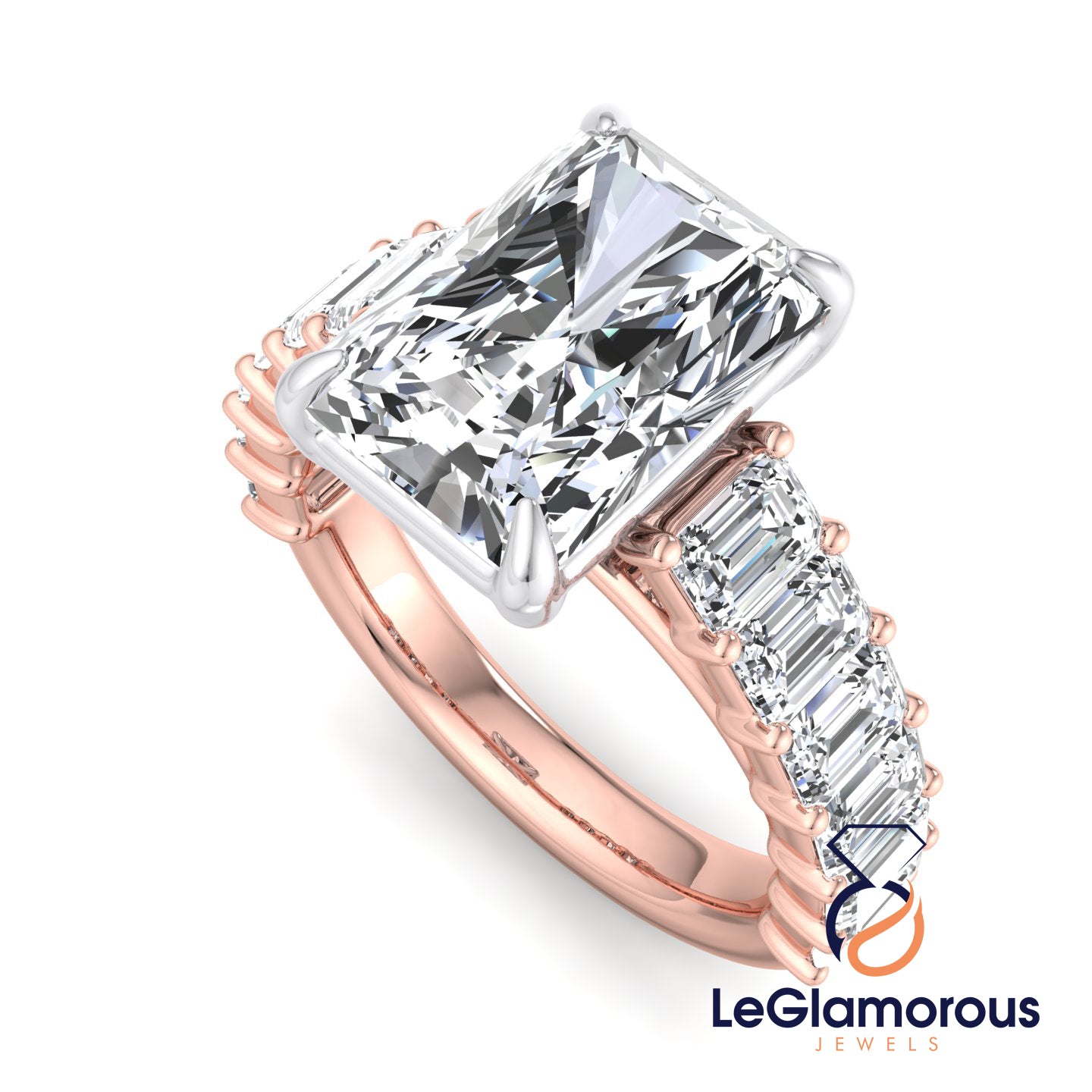 Radiant Cut Lab Grown Diamond Pave Setting Engagement Ring For Wedding Gift