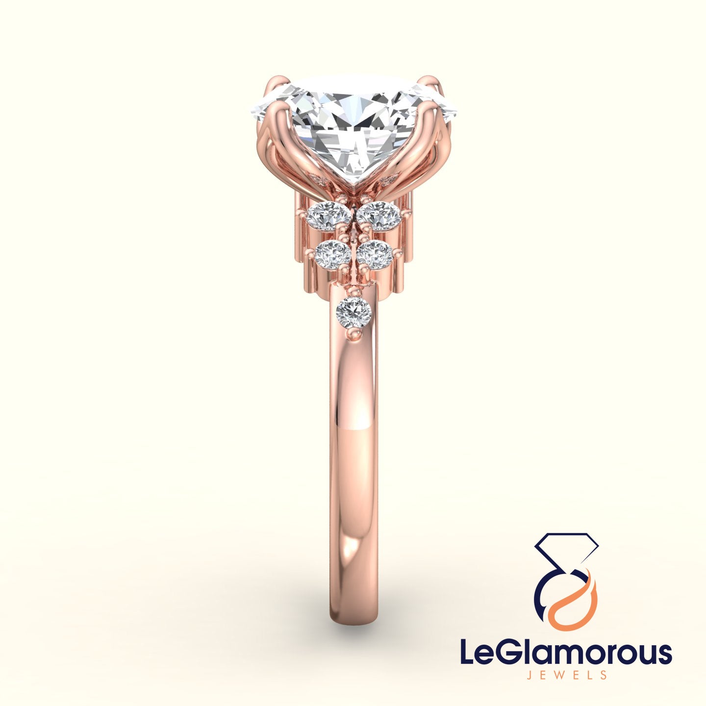 Oval Shaped Lab Grown Diamond Ring, IGI Certified Oval Cluster Engagement Ring