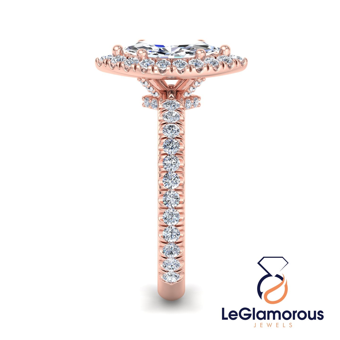 Marquise Lab Grown Diamond Halo Engagement Ring For Anniversary Gift