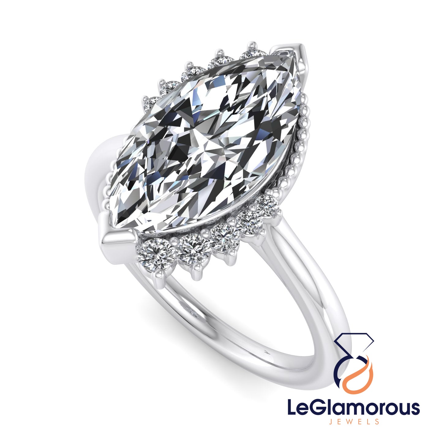 Unique Marquise Cut Moissanite Diamond Engagement Ring For Anniversary Gift