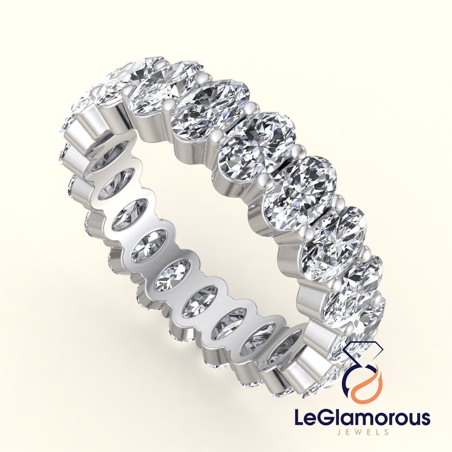 5*3 MM Oval Cut Lab Grown Diamond Full Eternity Band For Anniversary Gift