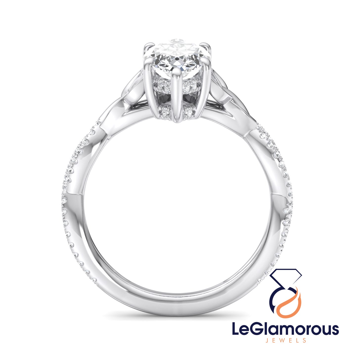 Hidden Halo Marquise Cut Pave Style Moissanite Diamond Engagement Ring For Wedding Gift