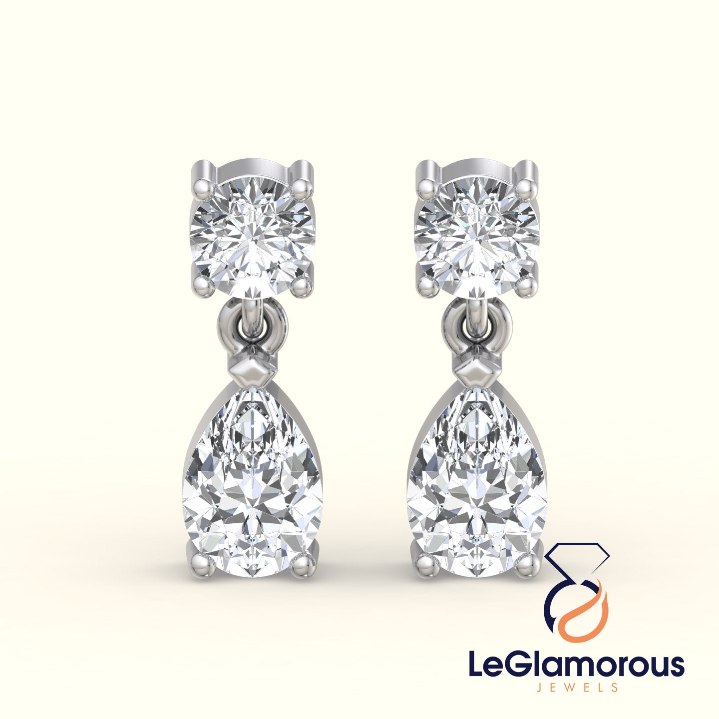 2.00 TCW Pear and Round Cut Moissanite Diamond Earrings, Dangle Drop Earrings, Moissanite Diamond Wedding Earrings