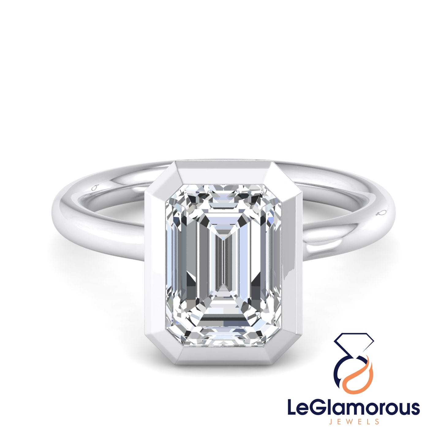 Bezal Set Emerald Cut Solitaire Lab Grown Diamond Engagement Ring For Wedding Gift