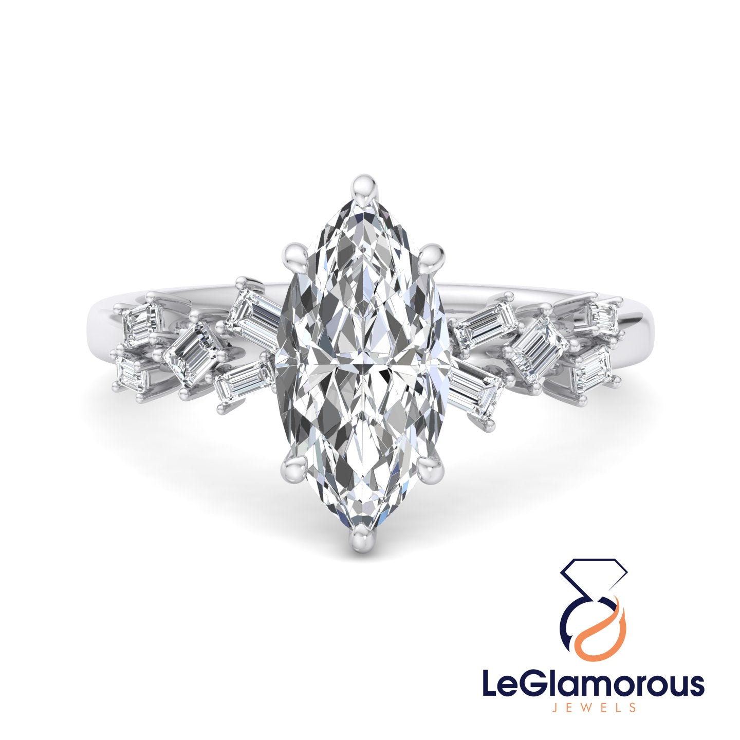 Marquise Cut Hideen Halo Pave Style Lab Grown Diamond Engagement Ring For Wedding Gift