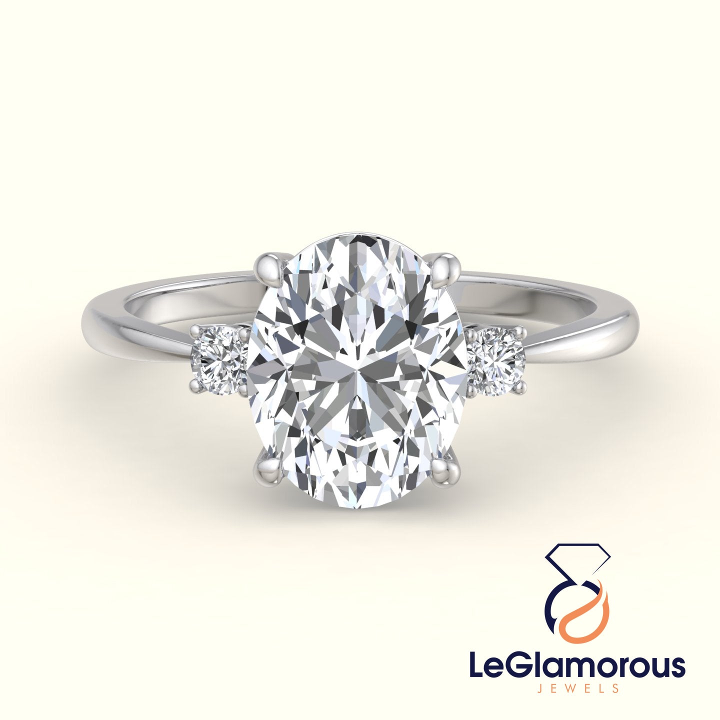 Oval Cut Three Stone Engagement Ring For Anniversary Gift