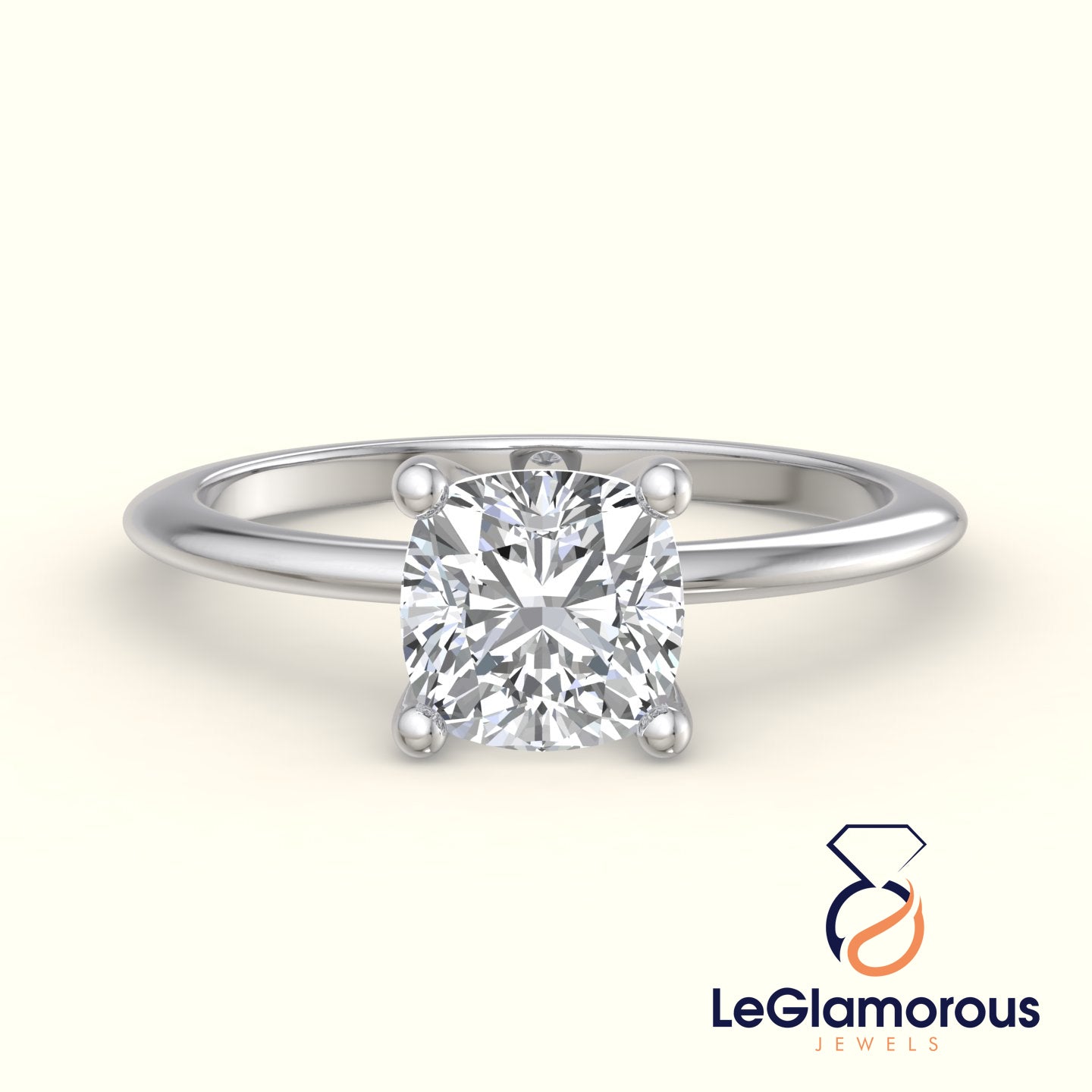 Squre Cushion Solitaire Lab Grown Engagement Ring For Anniversary Gift