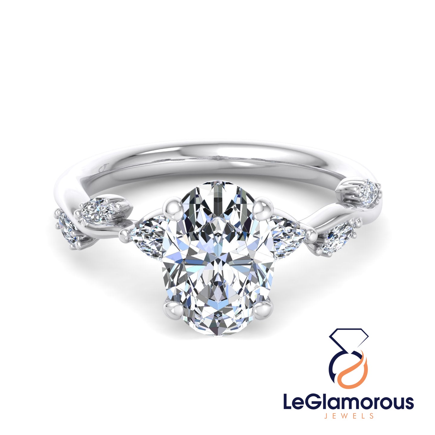 Oval Cut Lab Grown Diamond Pave Setting Engagement Ring For Anniversary Gift