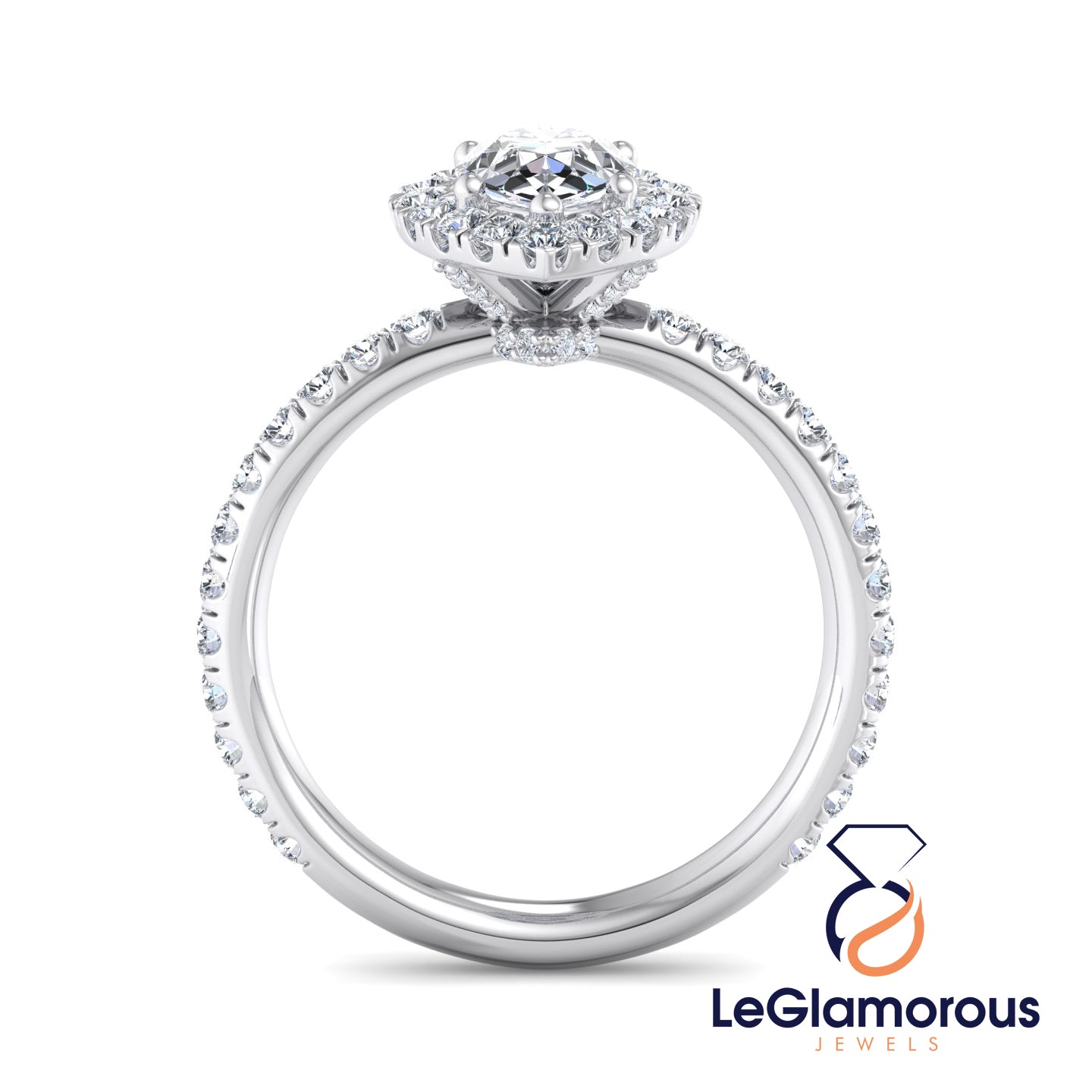 PearLab Grown Diamond Halo Engagement Ring For Anniversary Gift