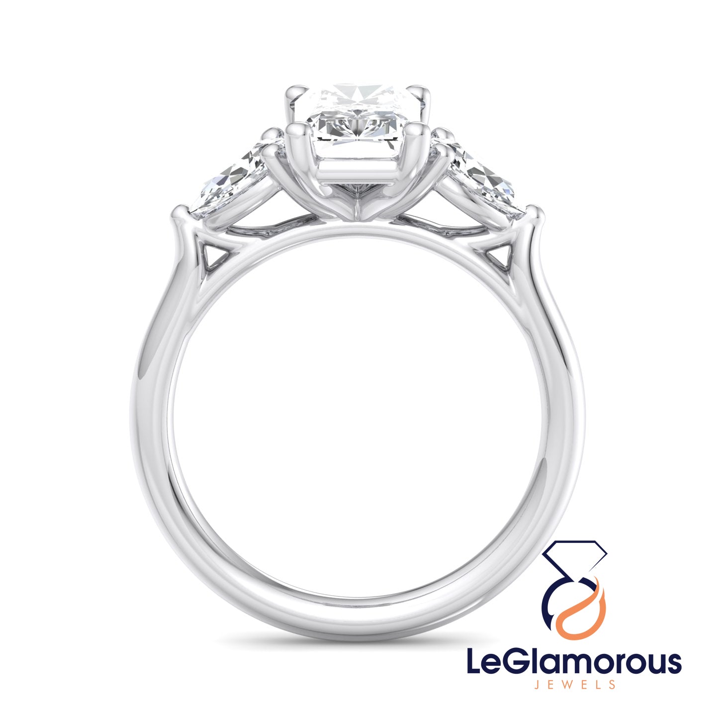 Radiant Cut Three Stone Engagement Ring For Wedding Gift For Her