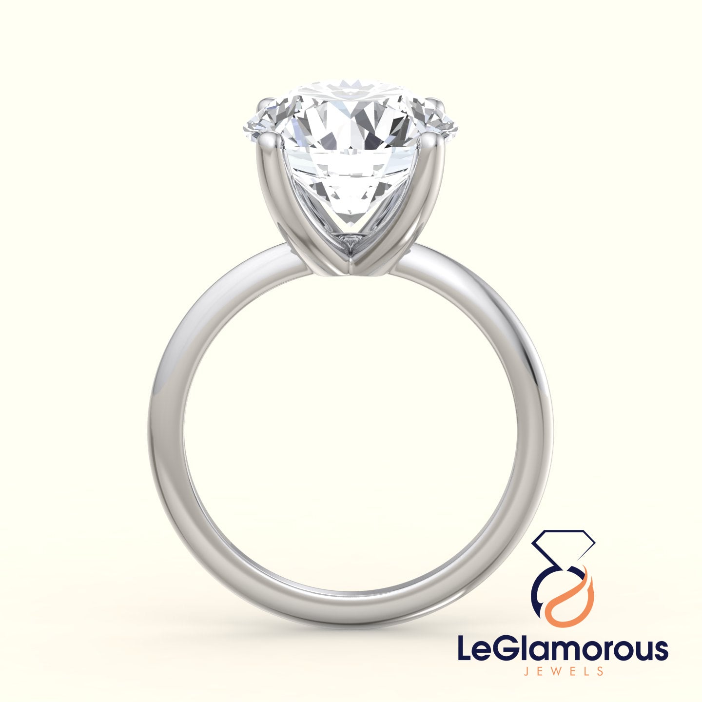 Round Solitaire Lab Grown Diamond Engagement Ring For Wedding Gift
