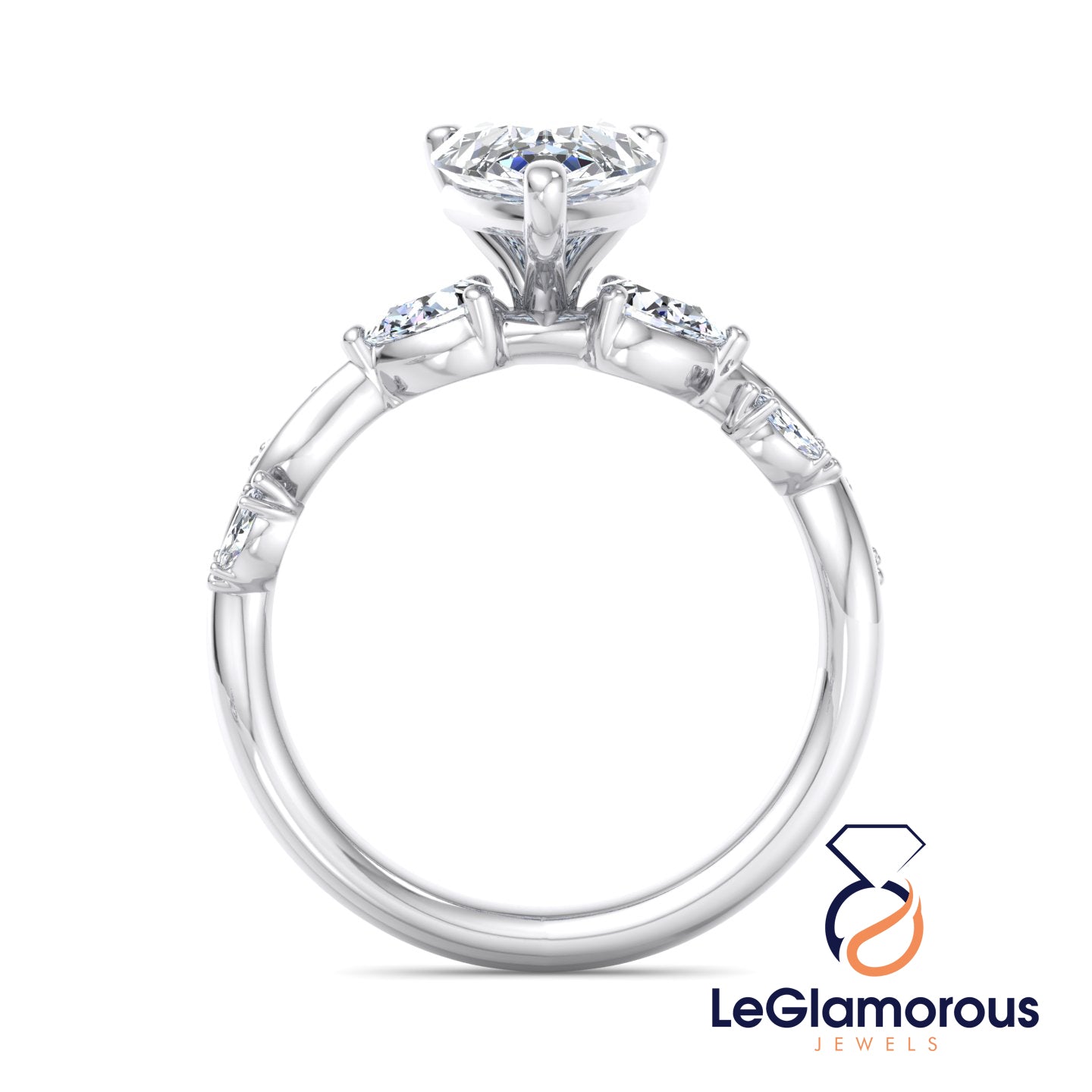 Pear Cut Lab Grown Diamond Pave Setting Engagement Ring For Anniversary Gift